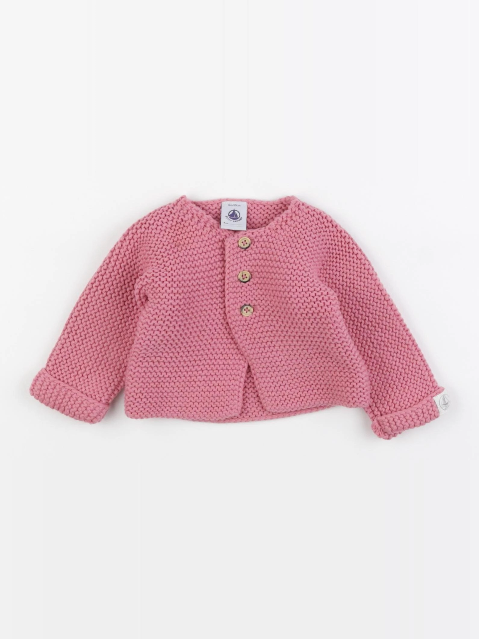 Petit Bateau - gilet rose - 3 mois