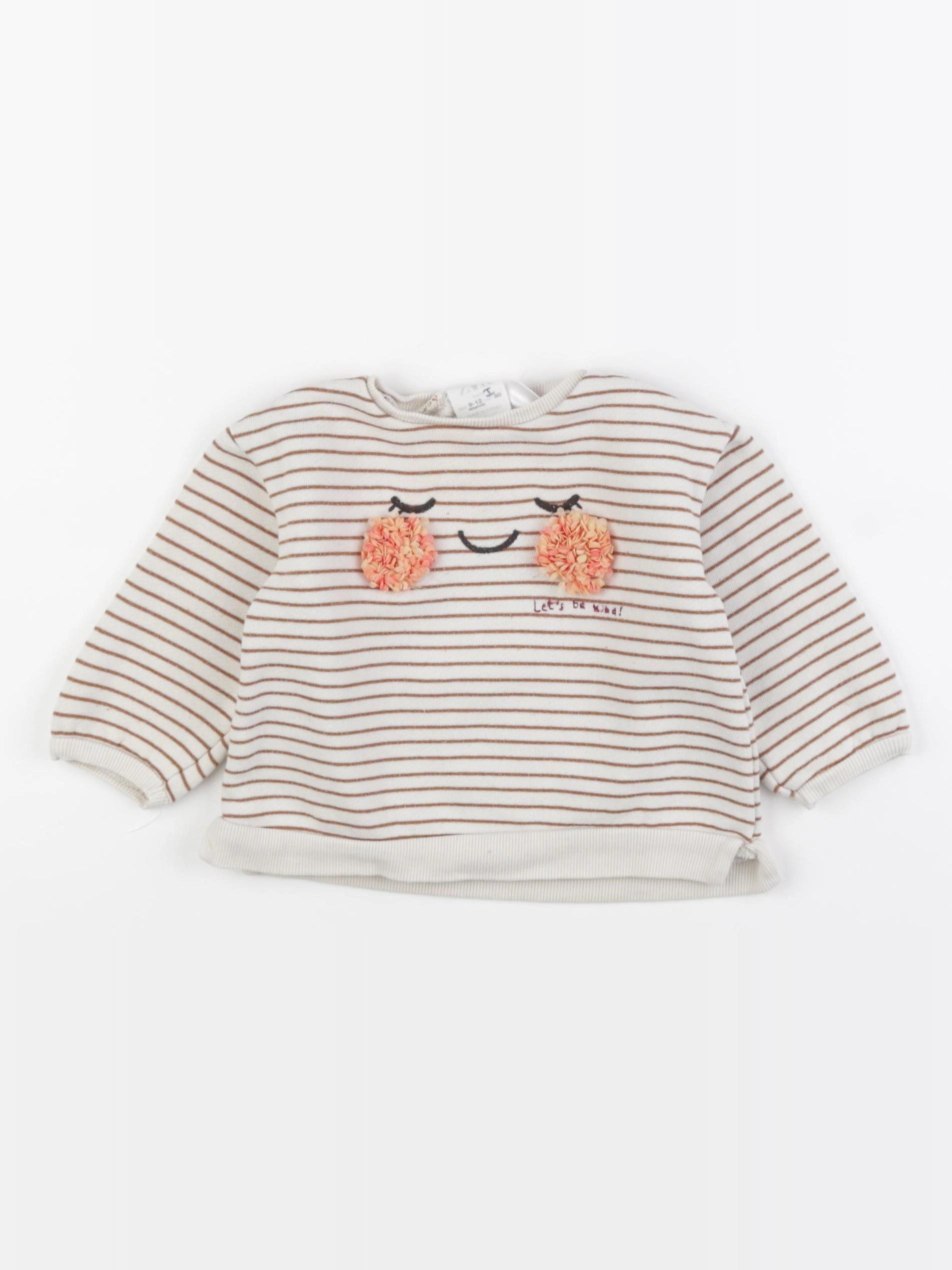 Zara - sweat marron, beige - 9/12 mois