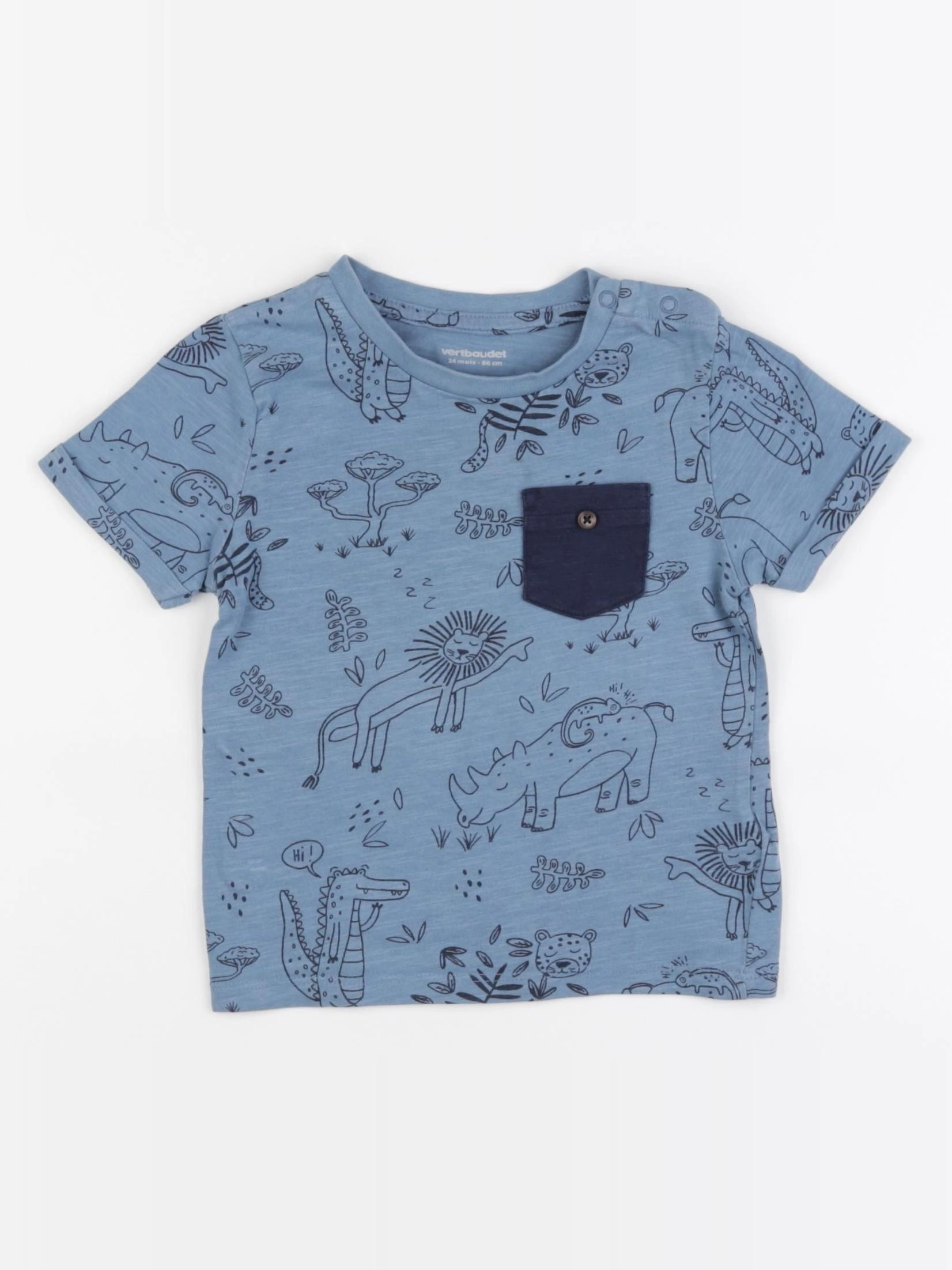 Vertbaudet - tee-shirt bleu - 24 mois