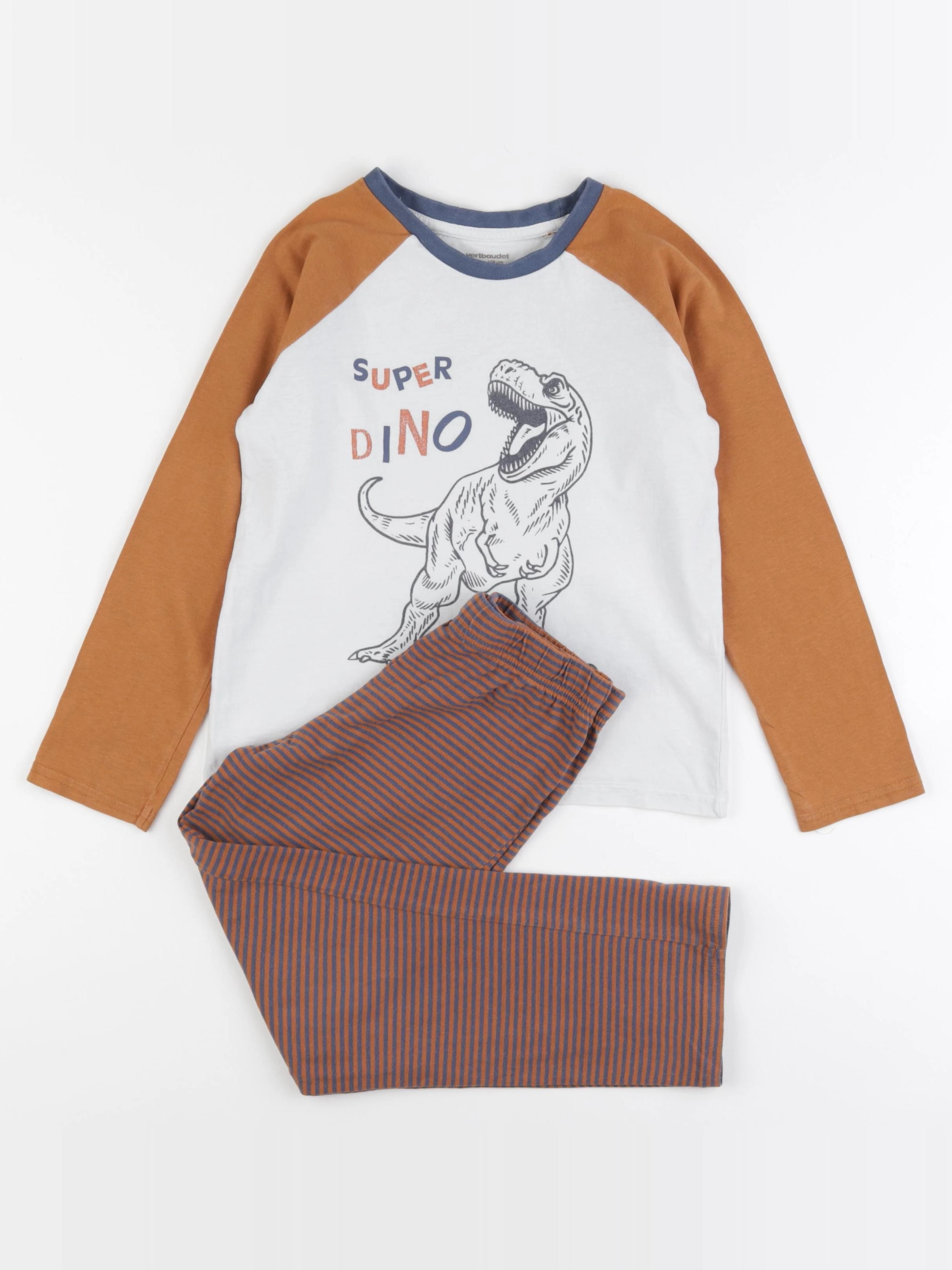Vertbaudet - pyjama coton marron, blanc - 8 ans