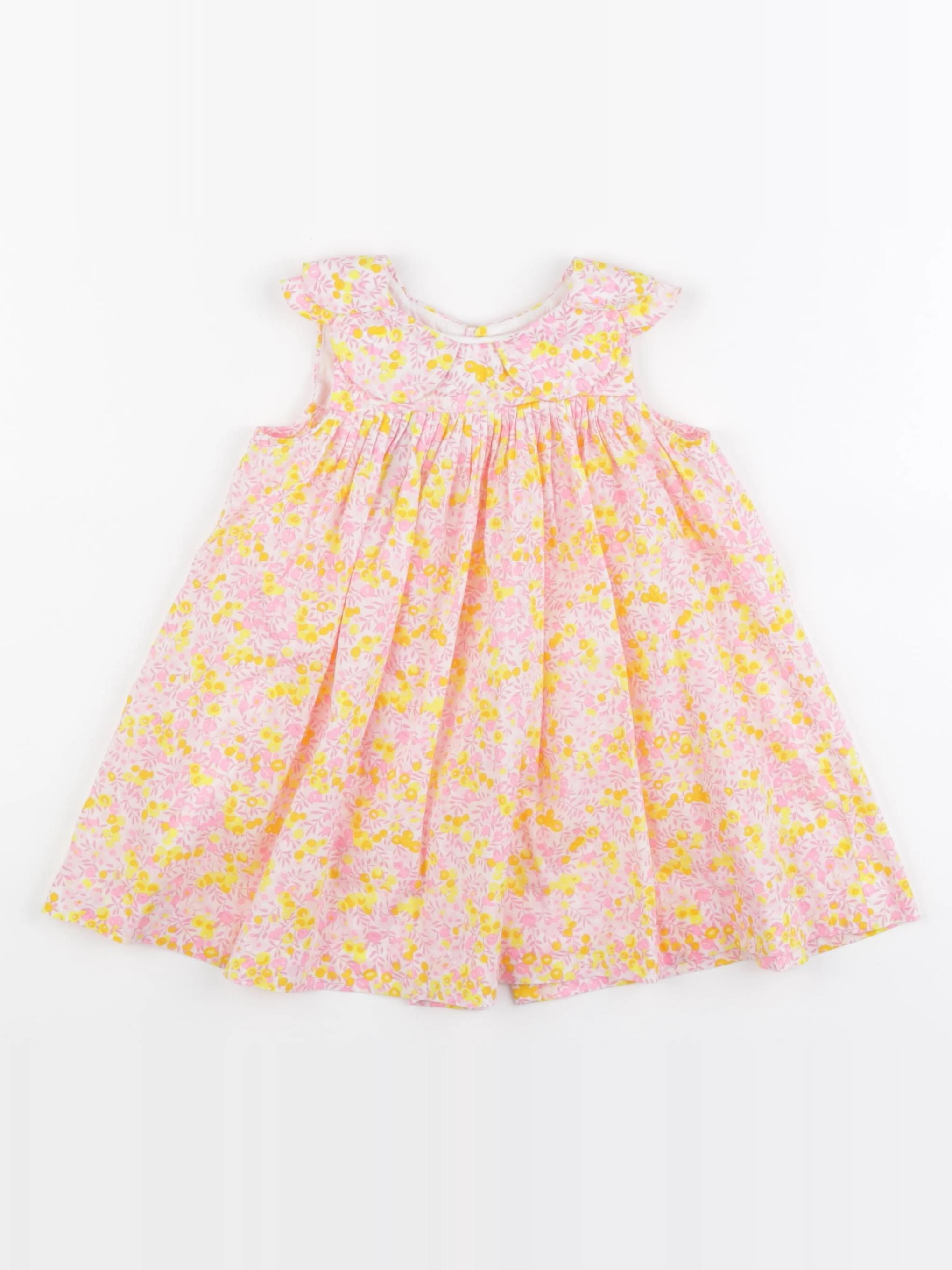 Jacadi - robe liberty jaune, rose - 18 mois