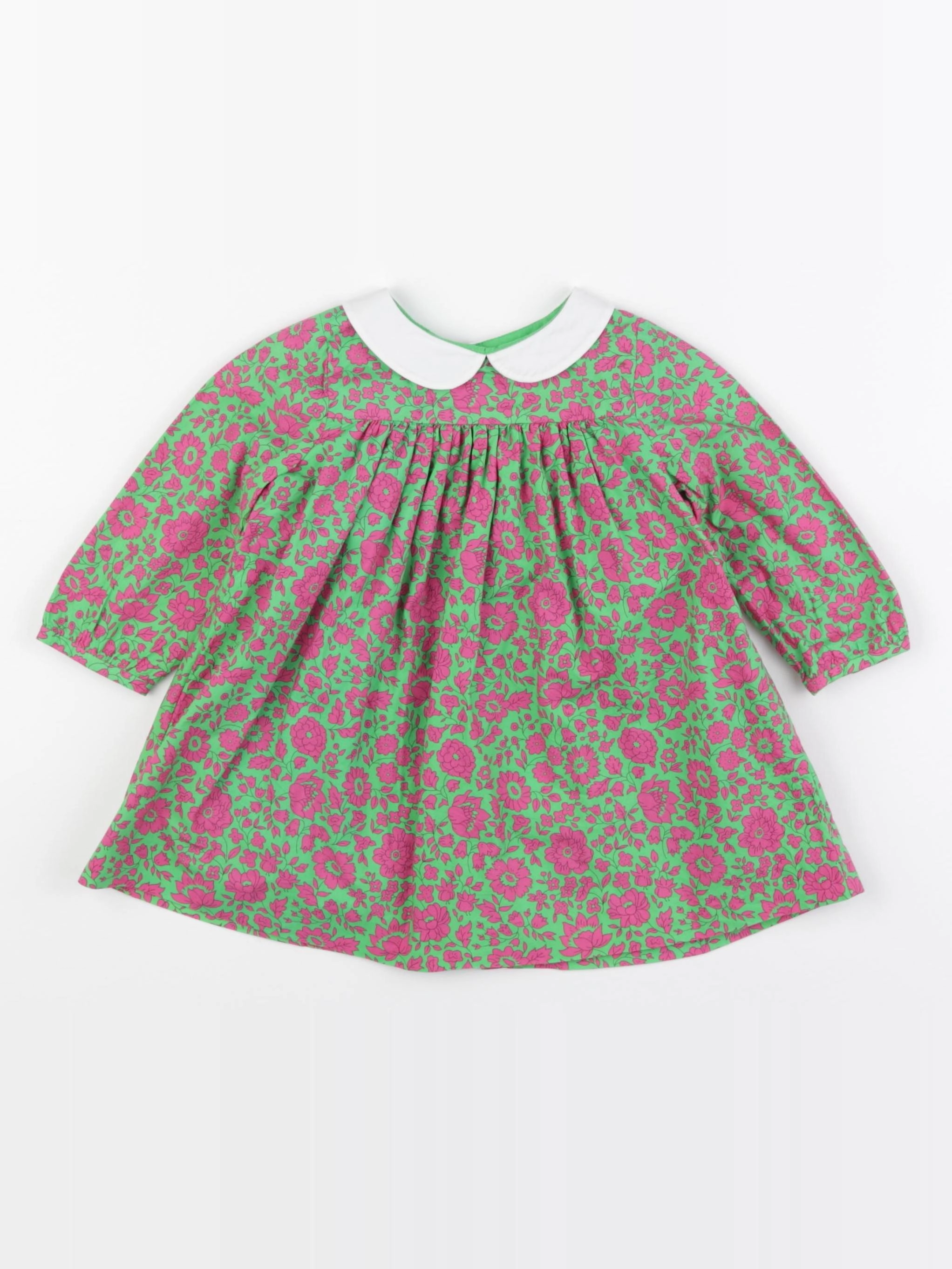 Jacadi - robe liberty rose, vert - 12 mois