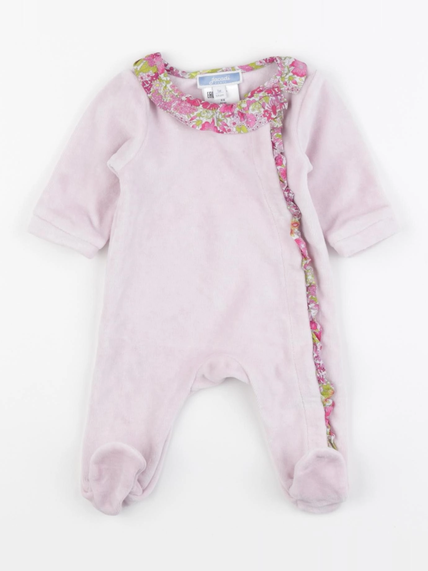 Jacadi - pyjama liberty velours rose - 1 mois