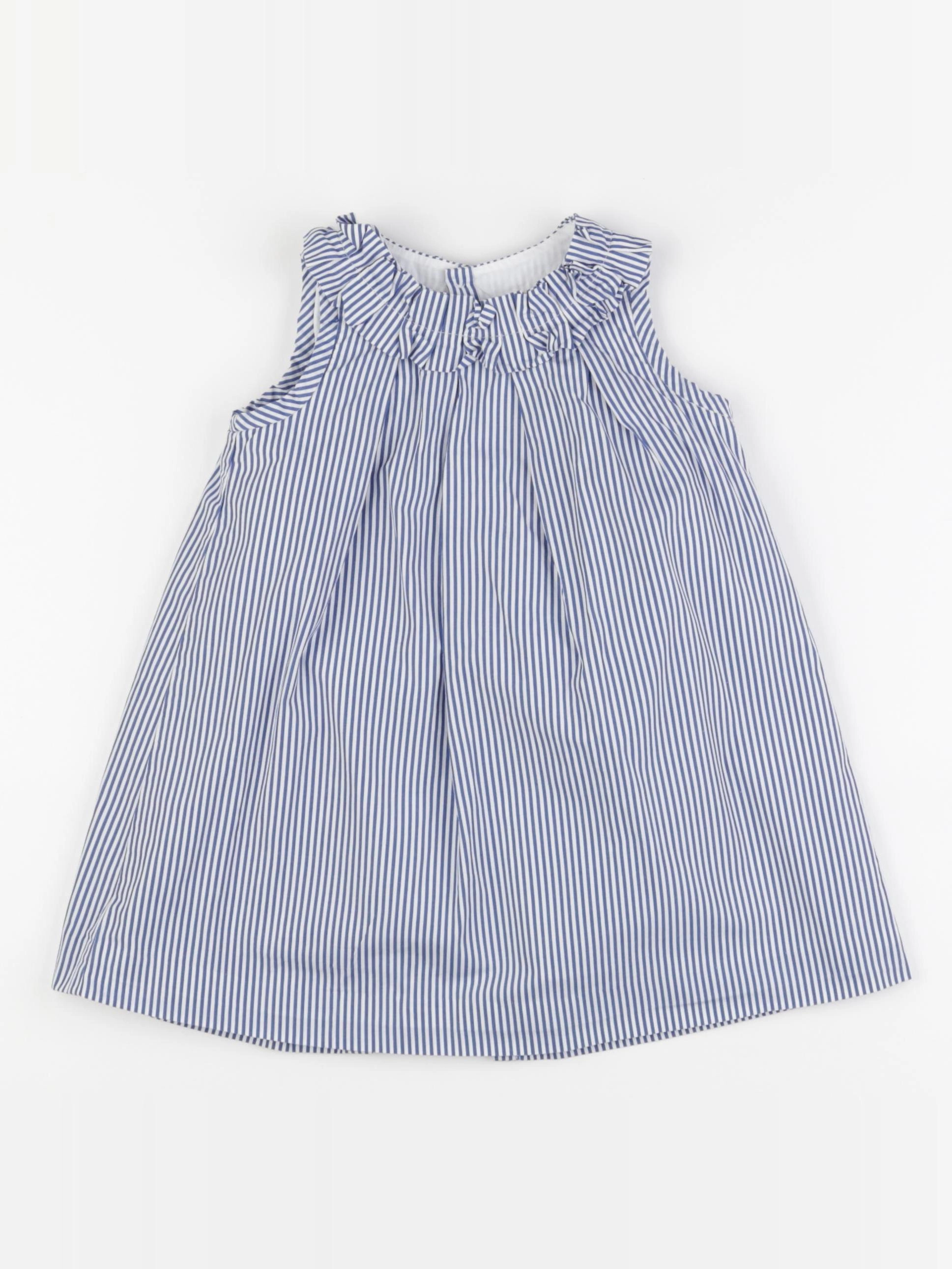 Jacadi - robe blanc, bleu - 24 mois