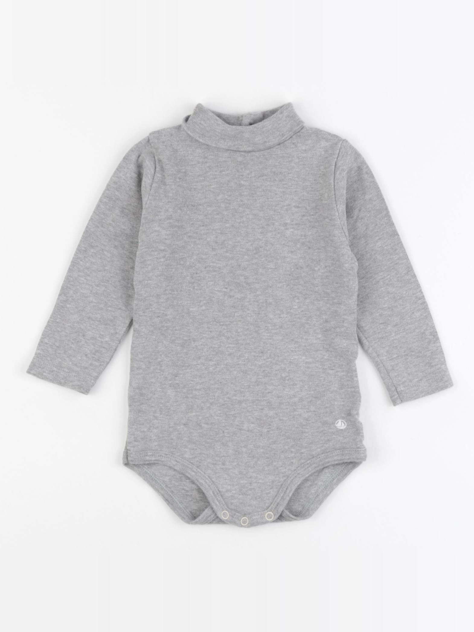 Petit Bateau - body à col gris - 12 mois