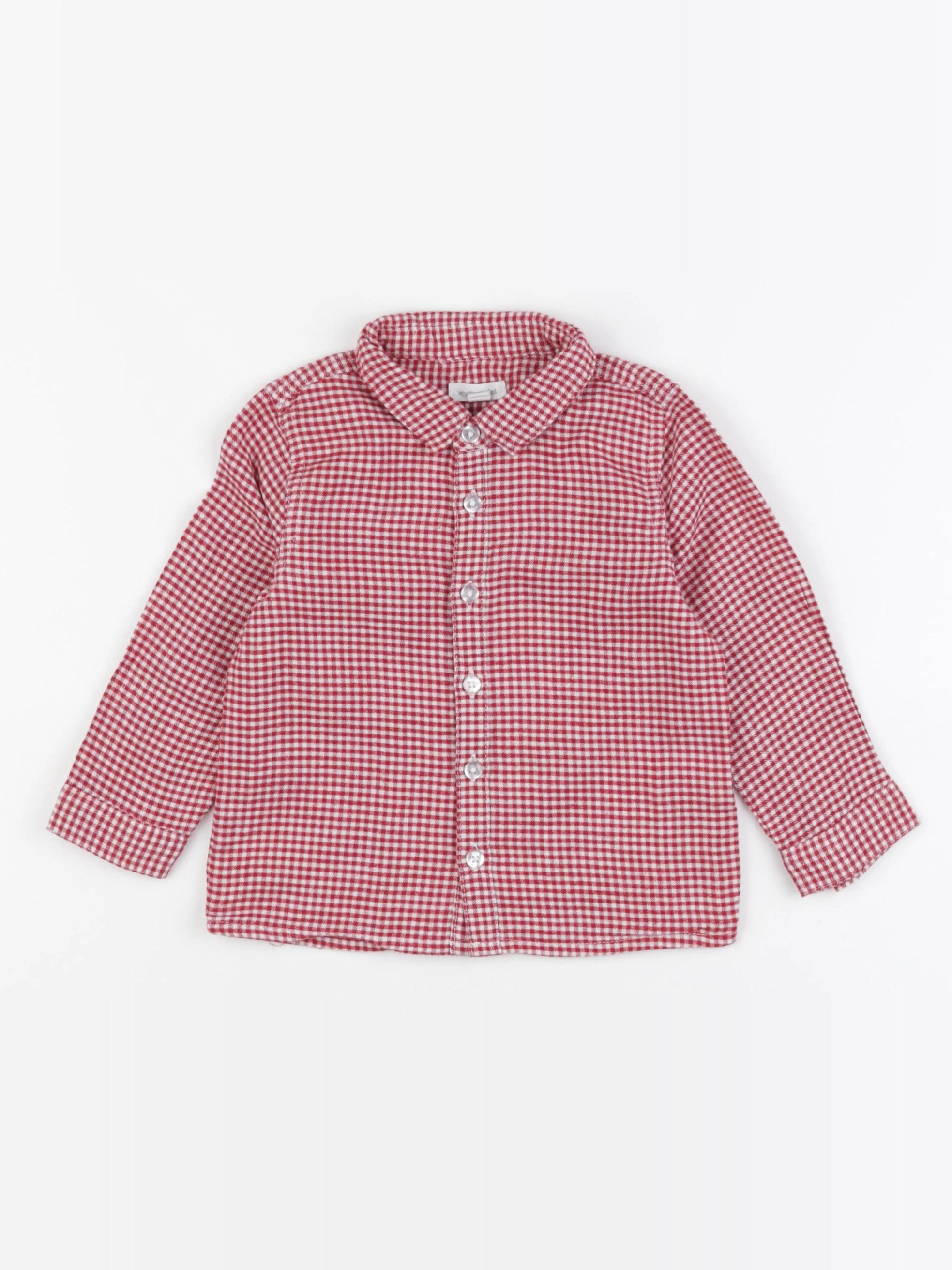 Vertbaudet - chemise blanc, rouge - 18 mois