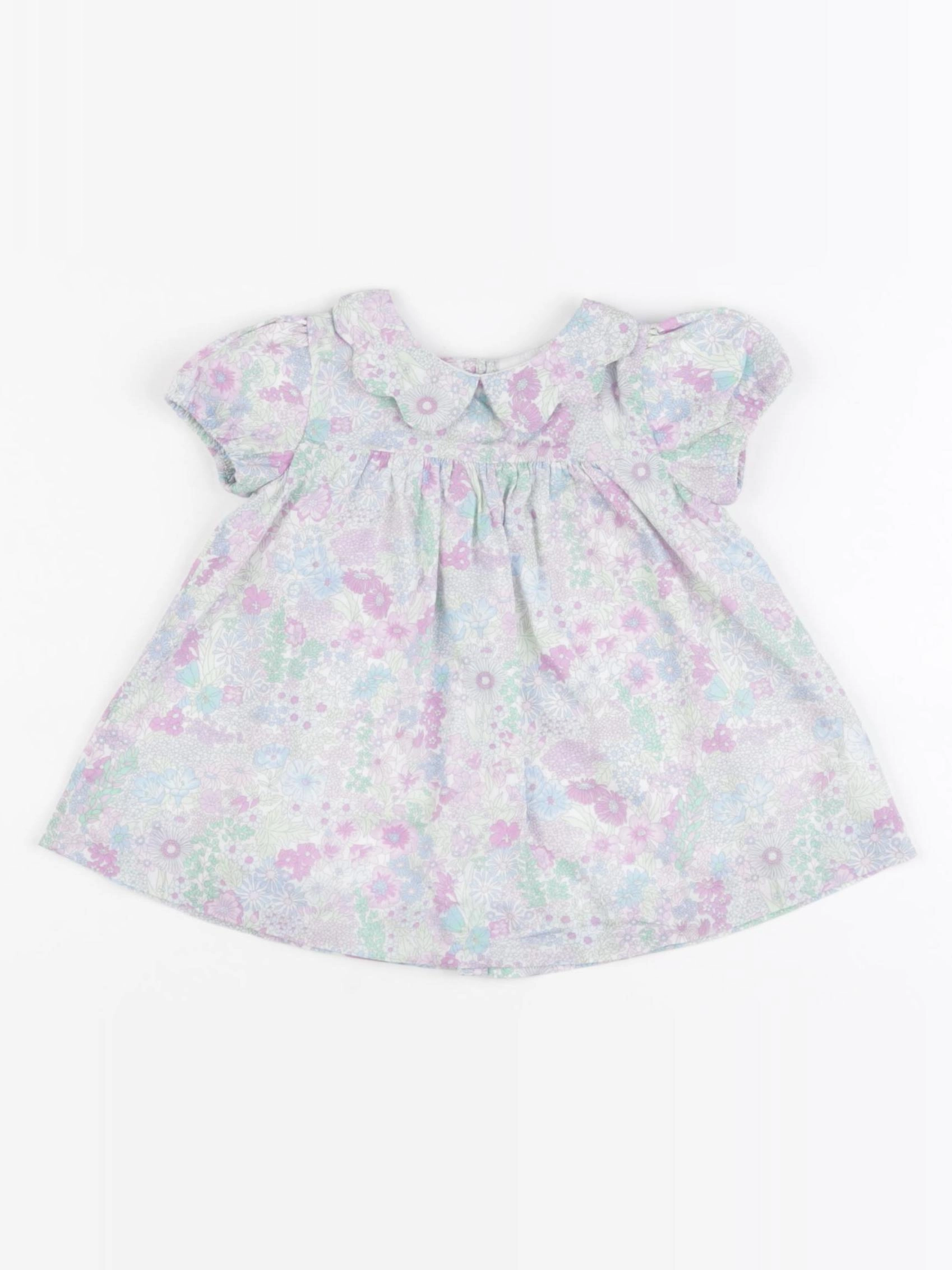 Jacadi - robe liberty bleu, violet - 3 mois