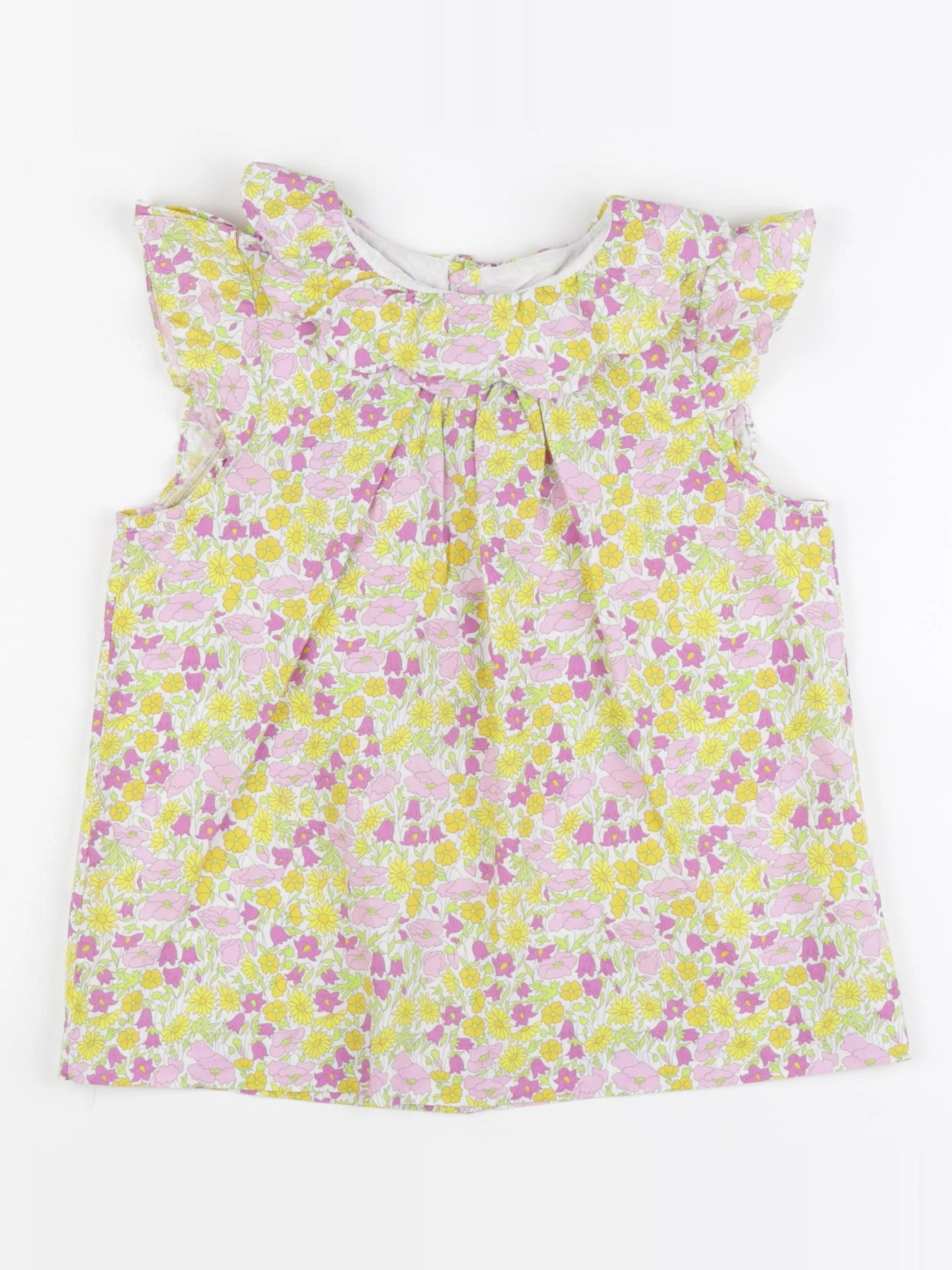 Jacadi - blouse liberty jaune, rose - 8 ans