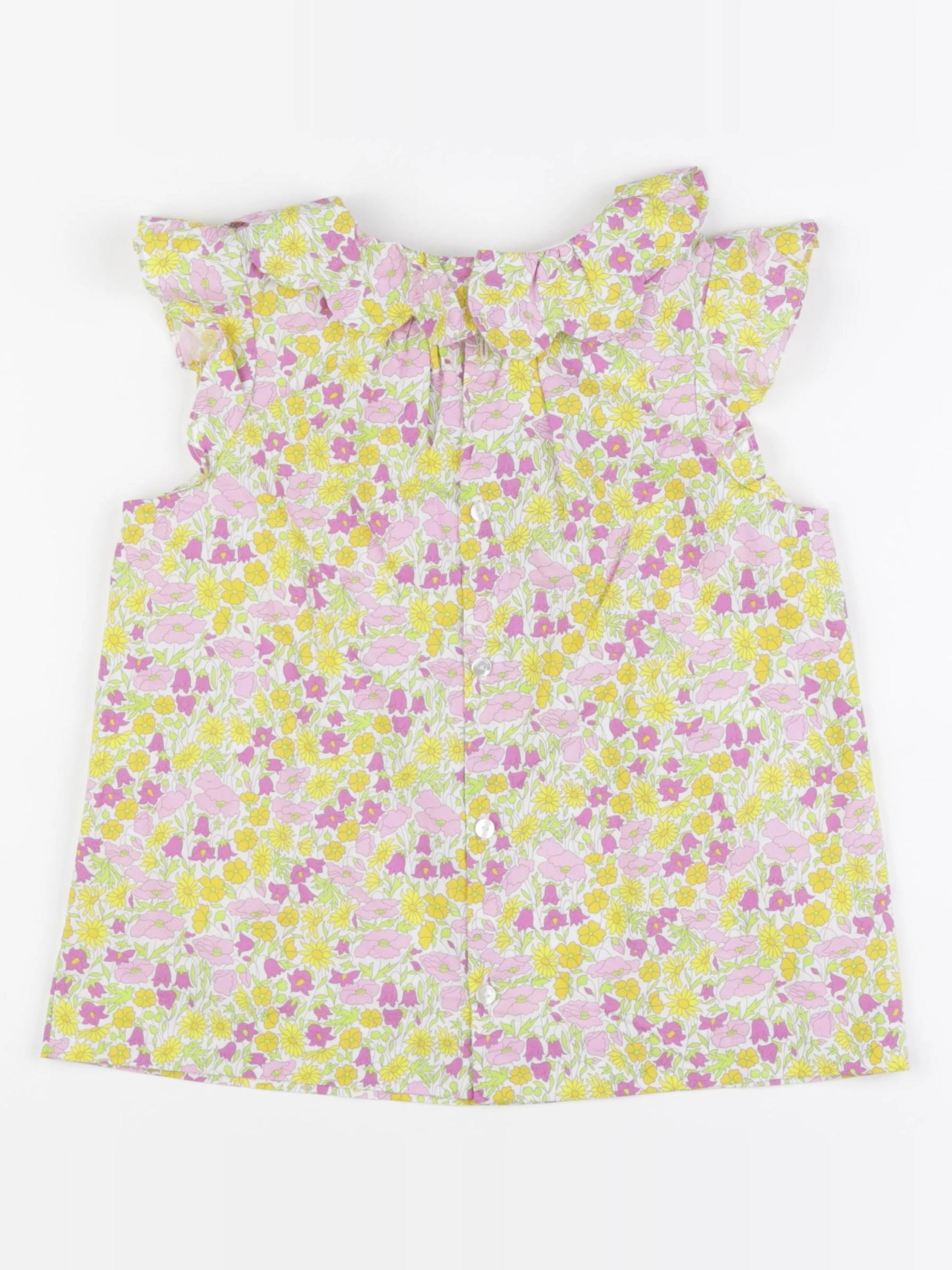 Jacadi - blouse liberty jaune, rose - 8 ans