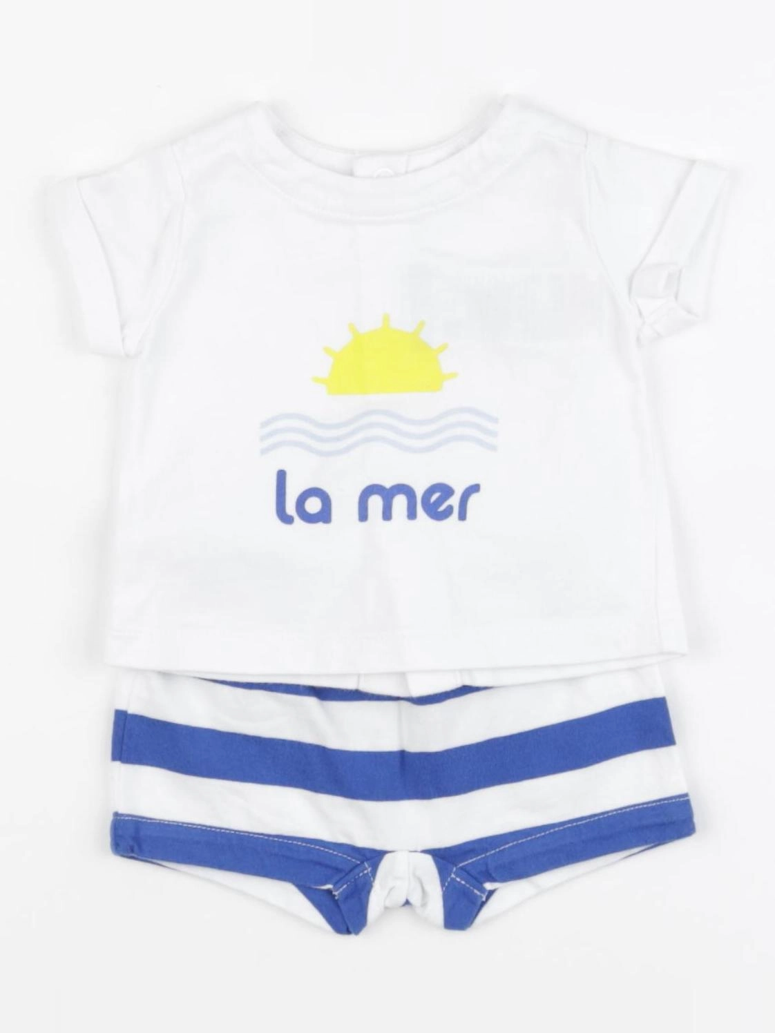 Jacadi - ensemble blanc, bleu - 1 mois