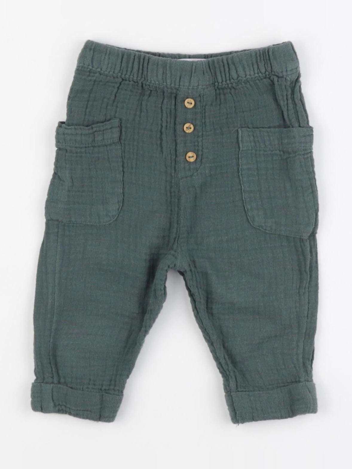 Vertbaudet - pantalon vert - 9 mois