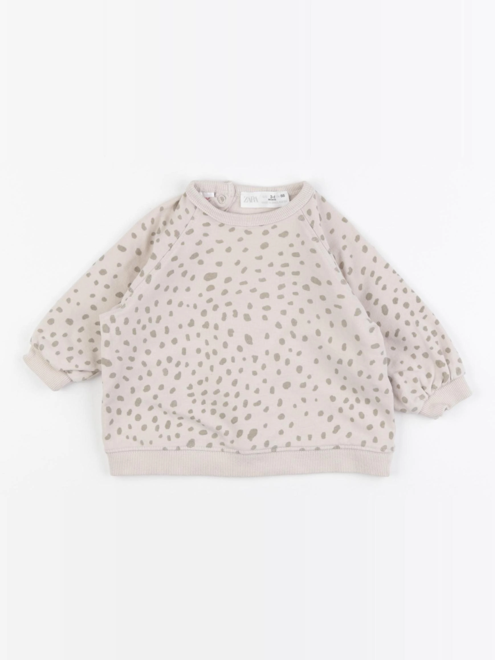 Zara - sweat beige, vert - 3/6 mois