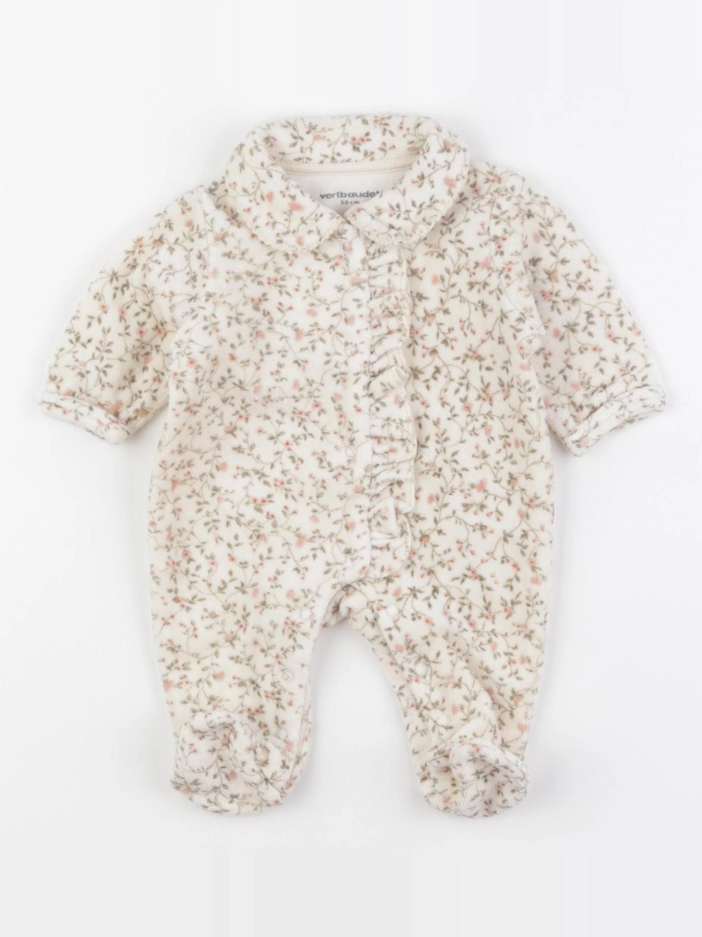 Vertbaudet - pyjama velours multicolore - 0/1 mois