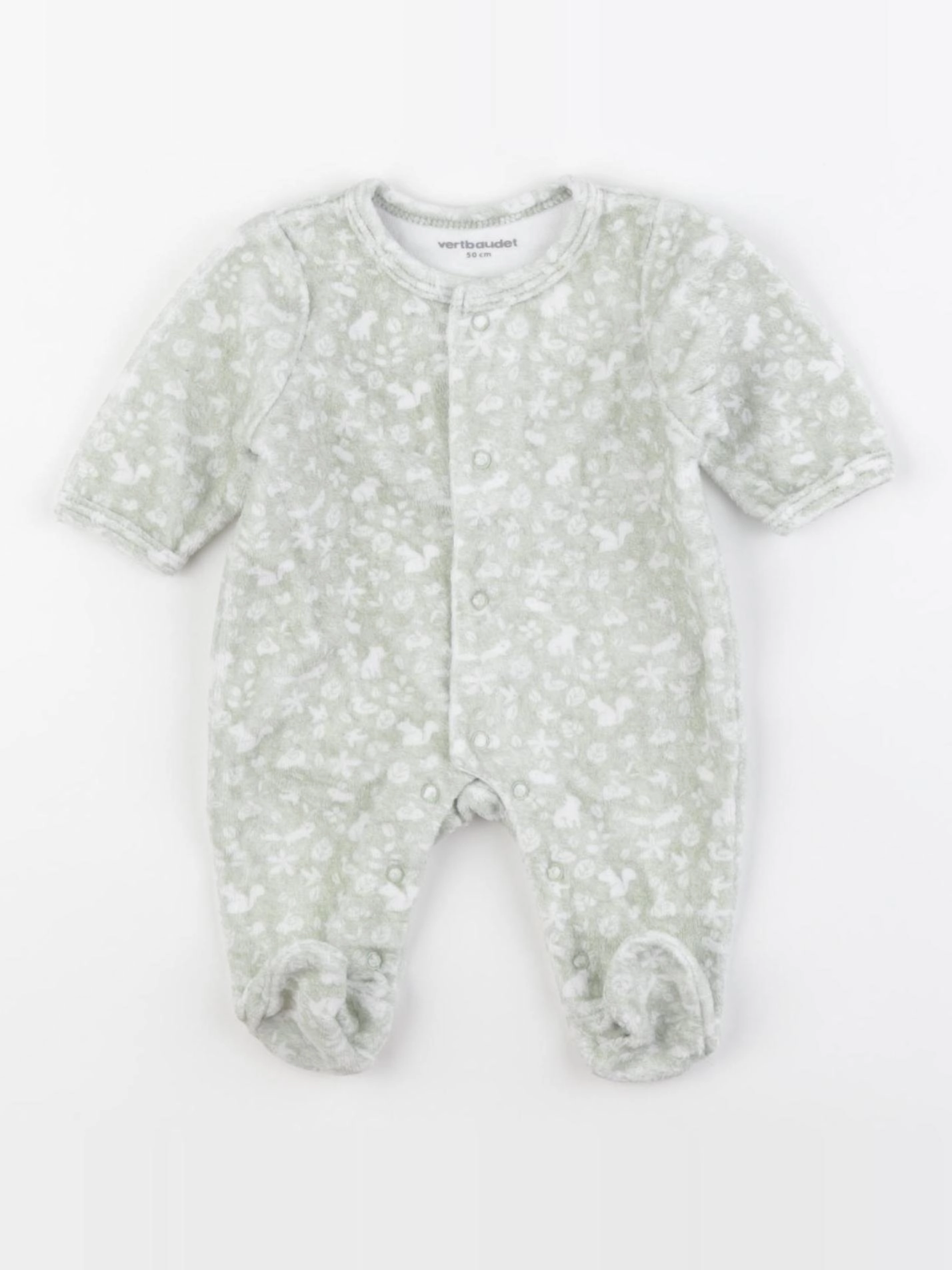 Vertbaudet - pyjama velours vert - 0 mois