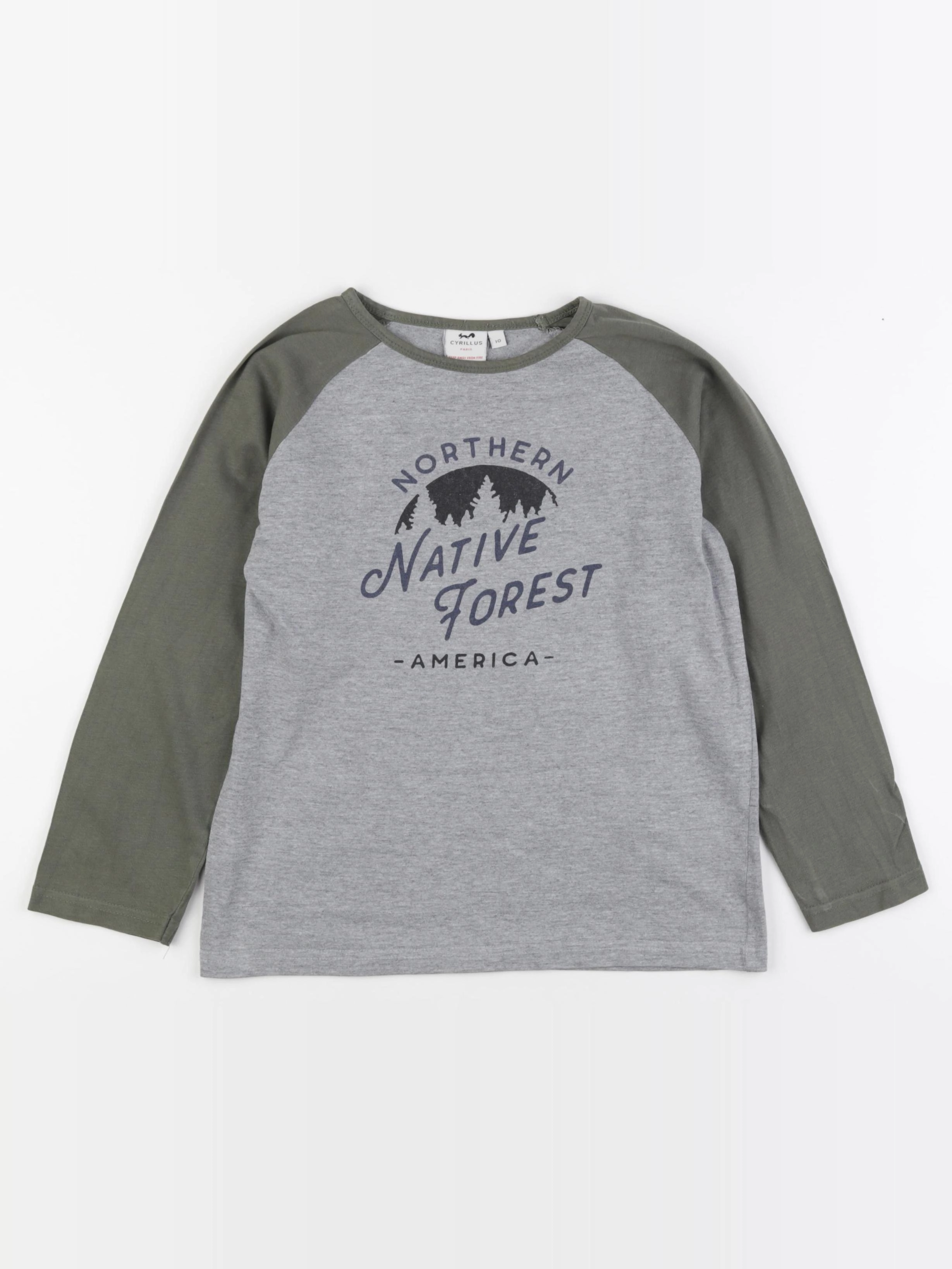 Cyrillus - tee-shirt gris, vert - 10 ans