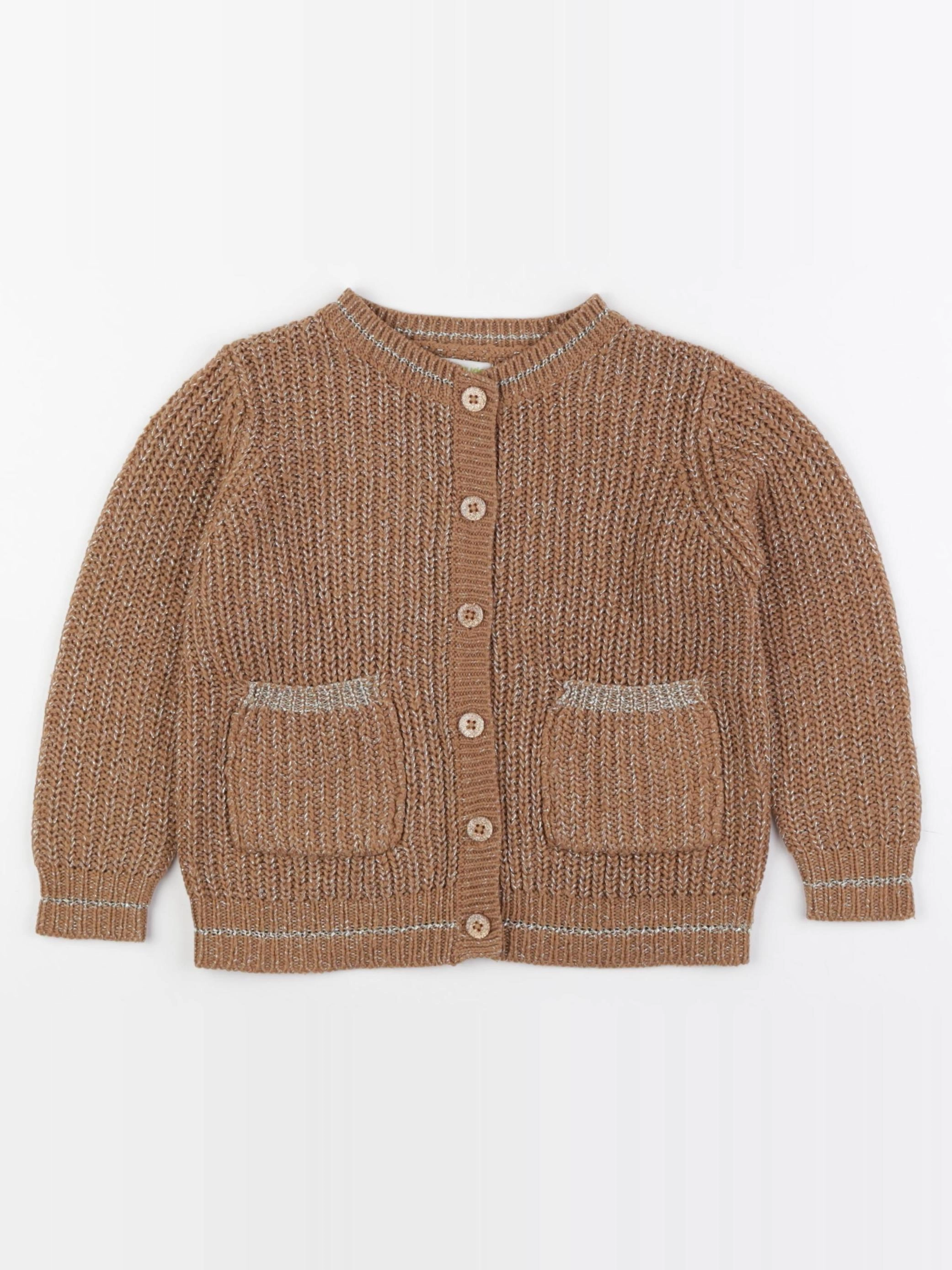 Vertbaudet - gilet marron, or - 5 ans