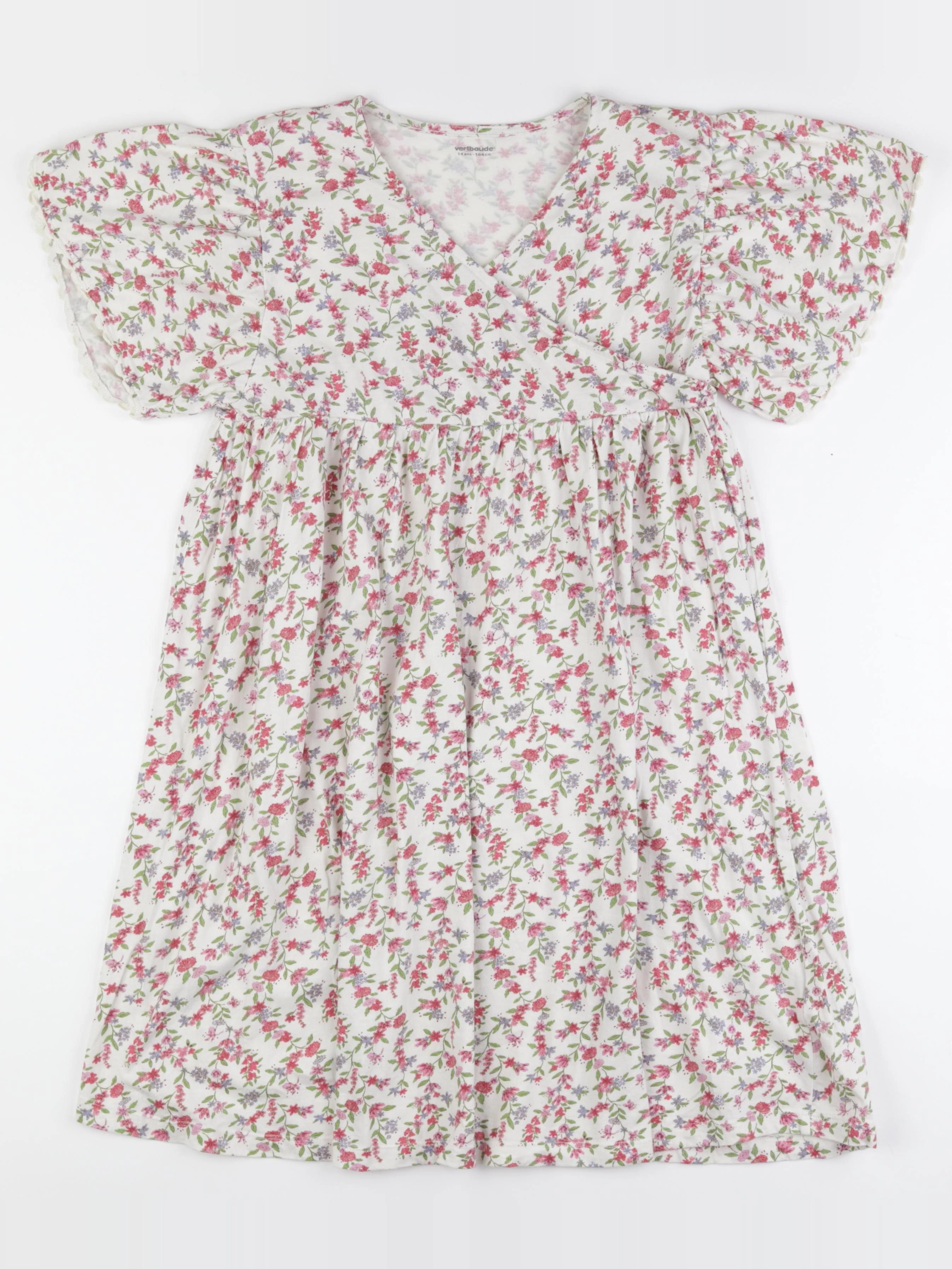 Vertbaudet - robe blanc, rose - 14 ans
