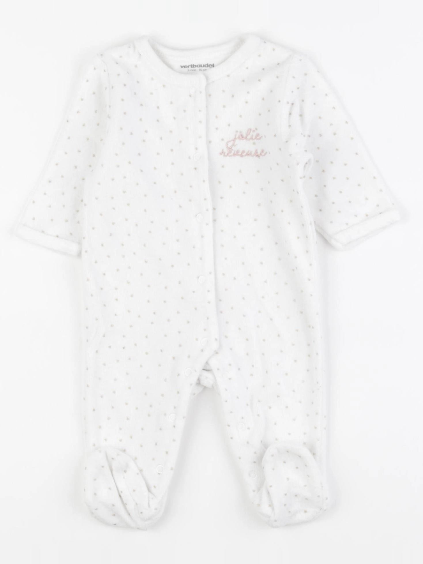 Vertbaudet - pyjama velours blanc - 3 mois