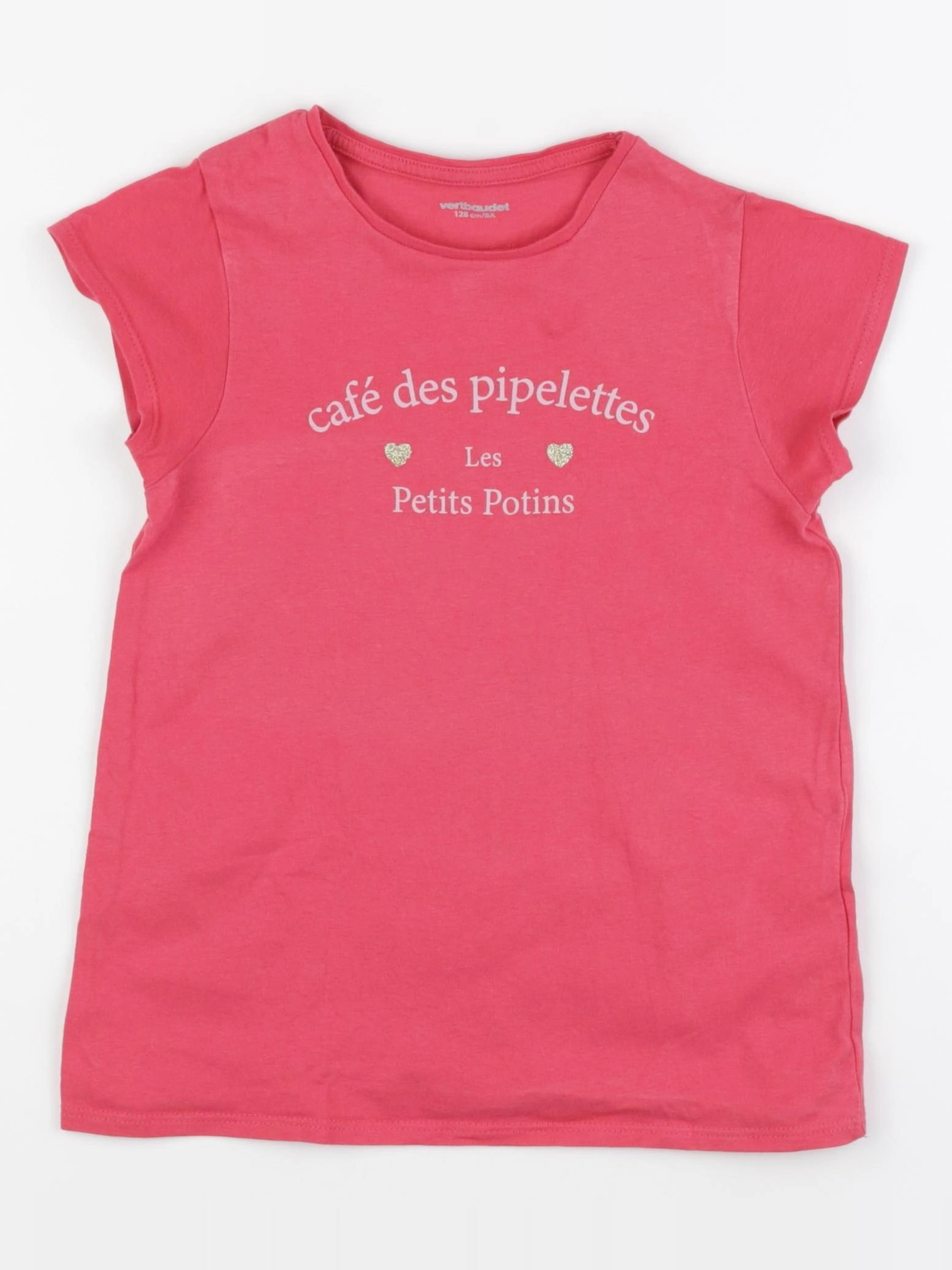 Vertbaudet - tee-shirt or, rose - 8 ans