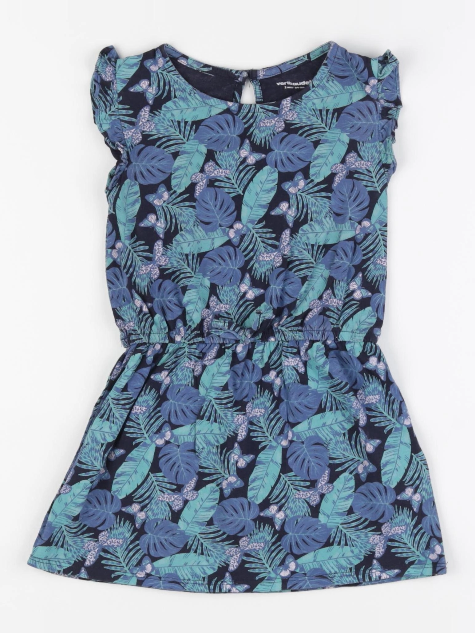Vertbaudet - robe bleu, vert - 3 ans
