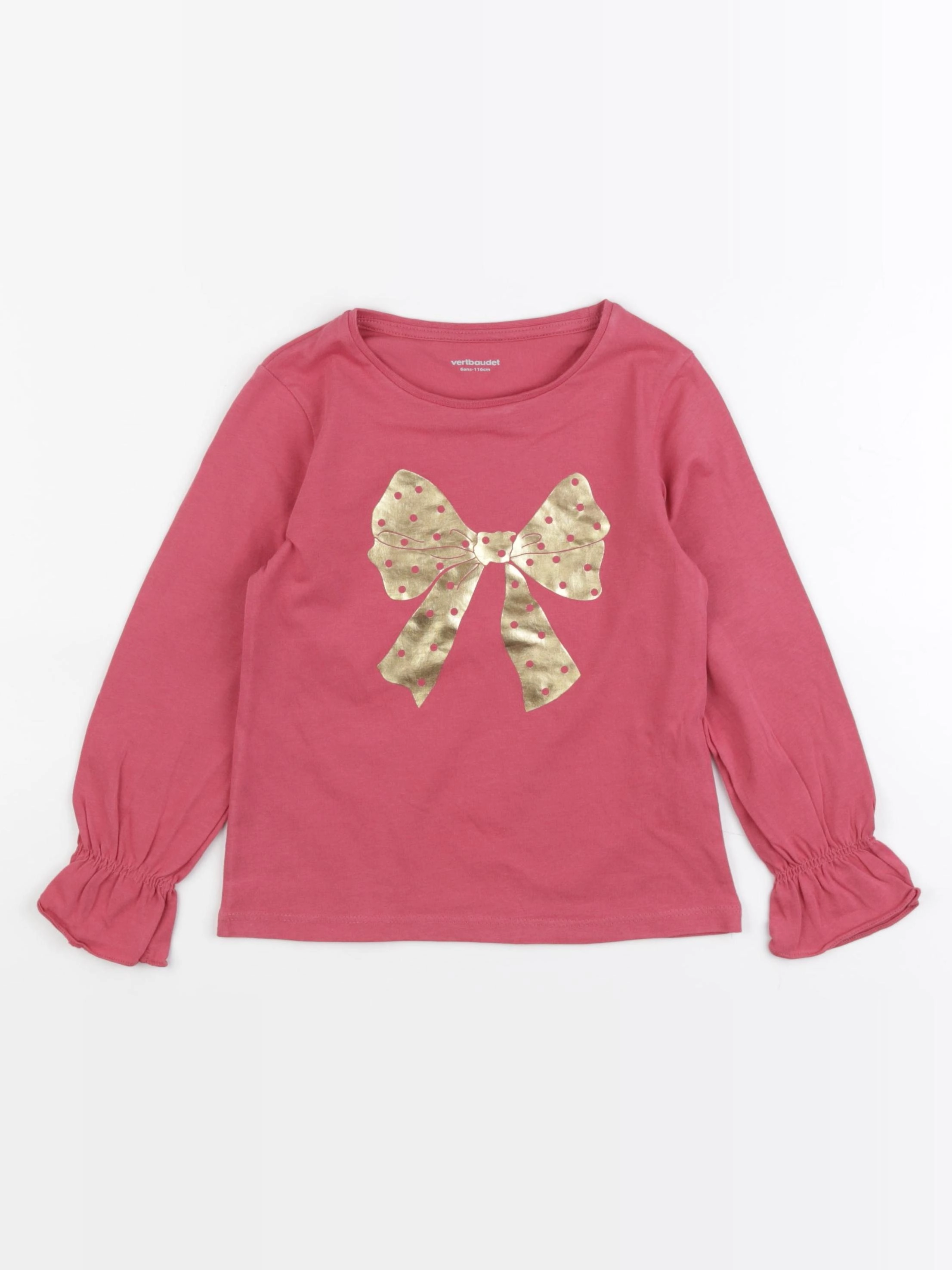 Vertbaudet - tee-shirt rose - 6 ans