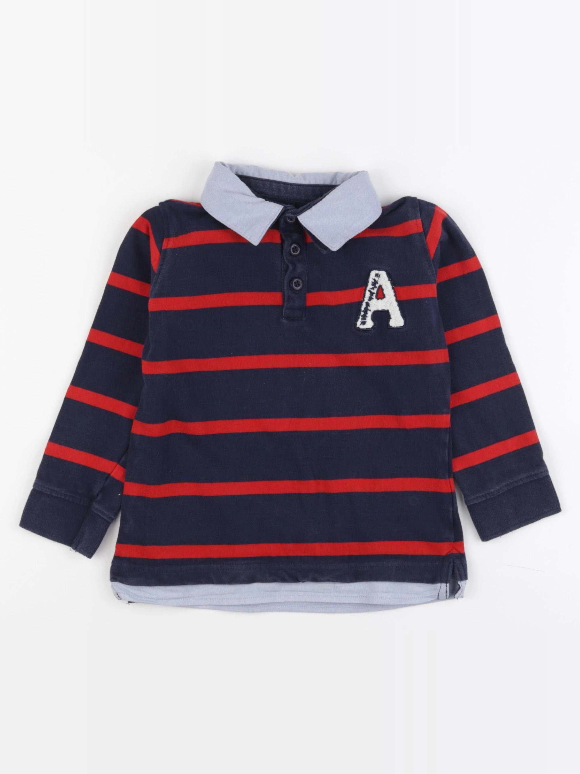 Vertbaudet - polo bleu, rouge - 5 ans