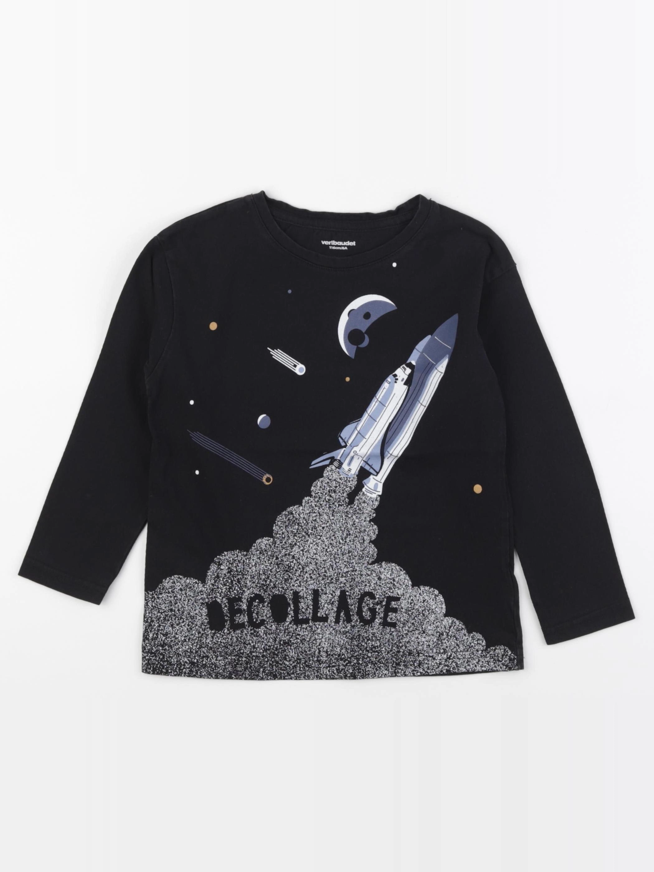 Vertbaudet - tee-shirt noir - 6 ans