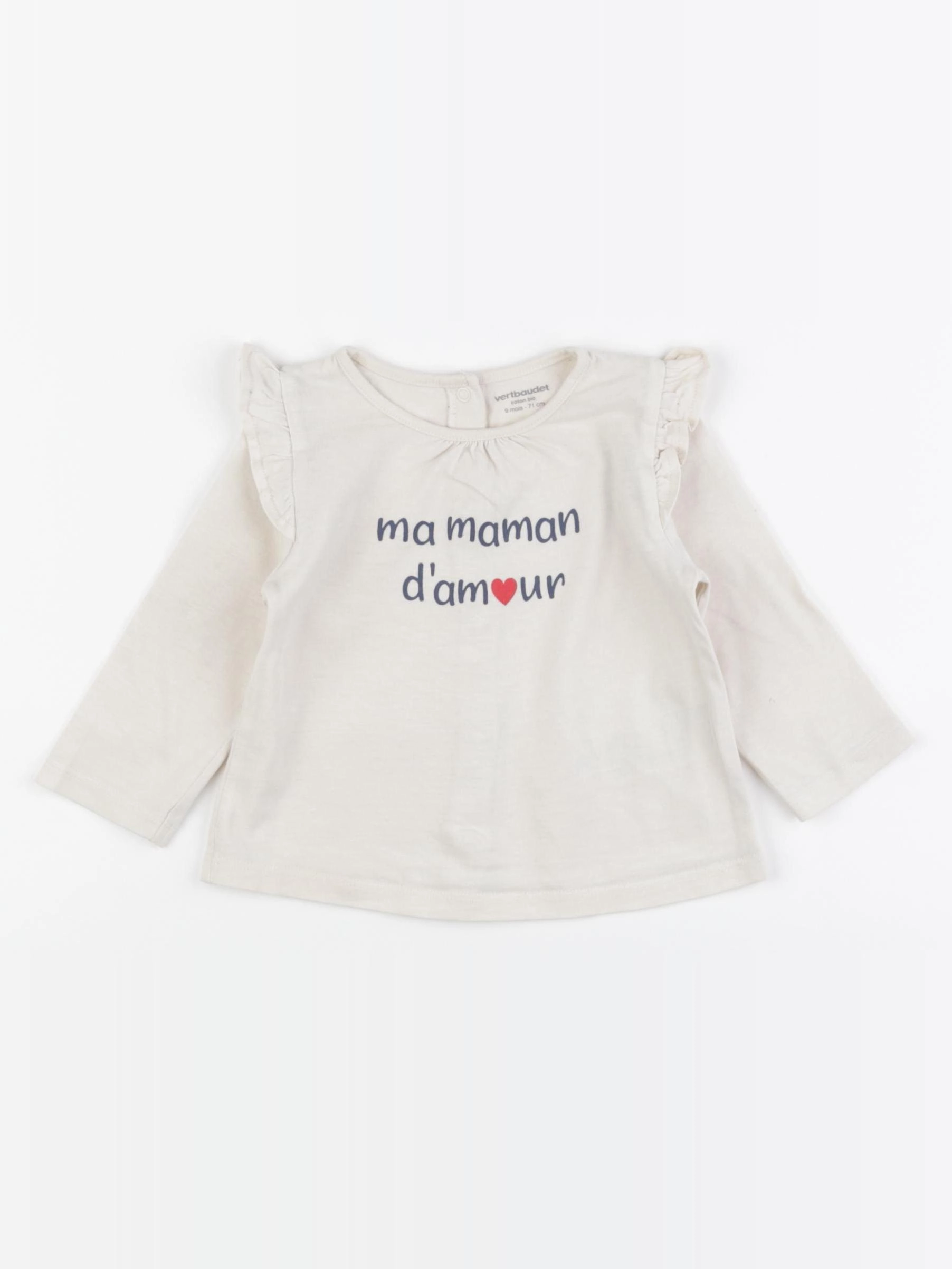 Vertbaudet - tee-shirt beige - 9 mois