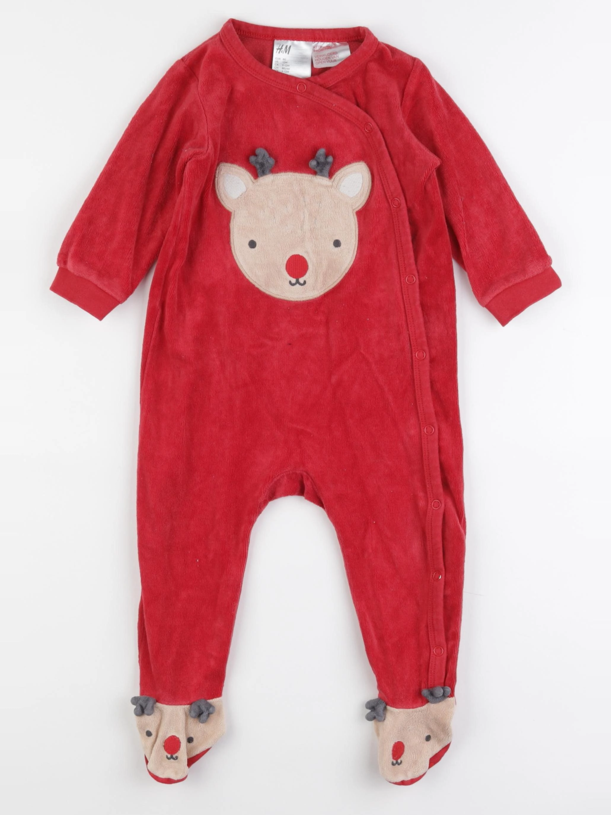 H&M - pyjama velours rouge - 9/12 mois