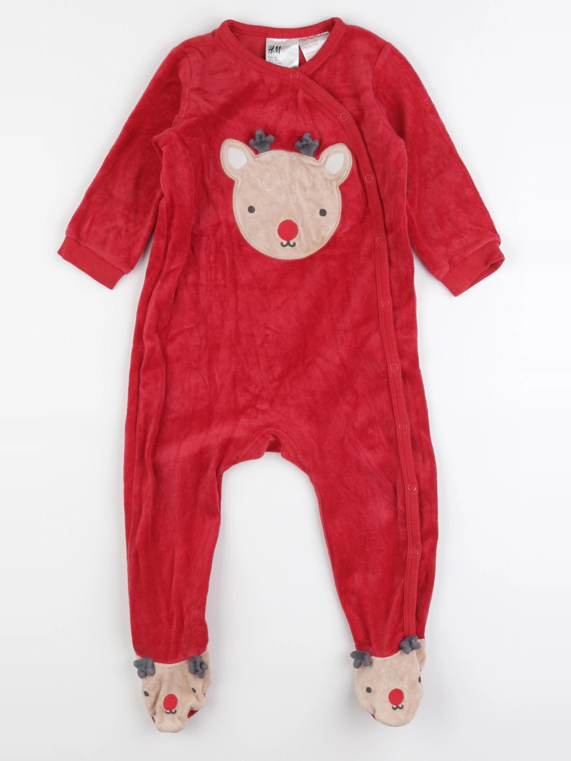 H&M - pyjama velours rouge - 12/18 mois