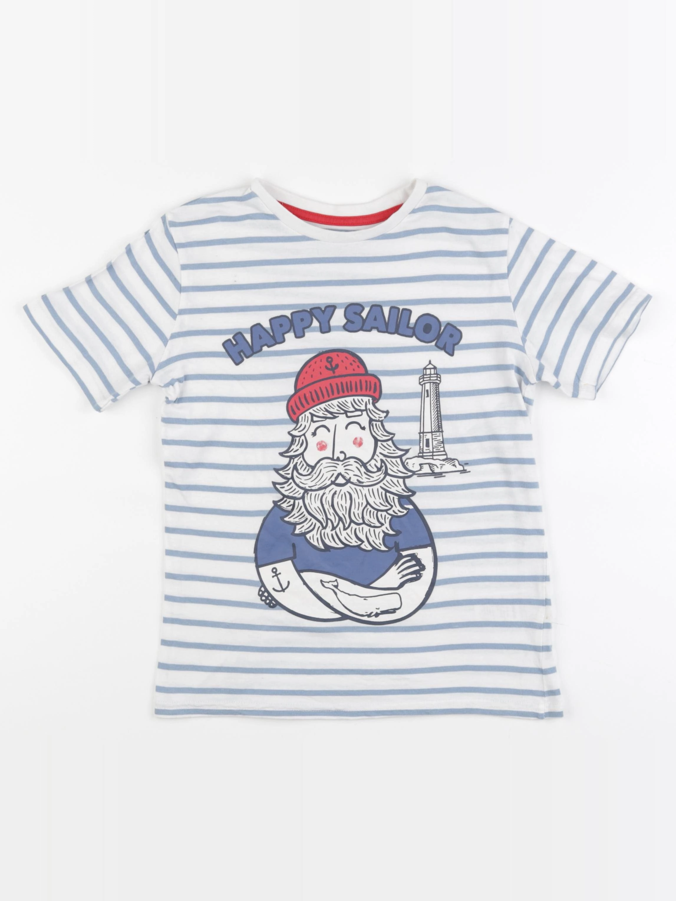Vertbaudet - tee-shirt blanc, bleu - 10 ans