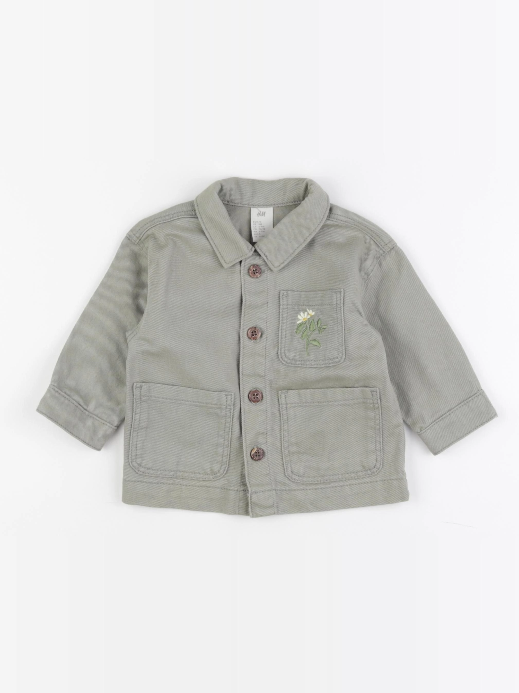 H&M - veste vert - 6/9 mois
