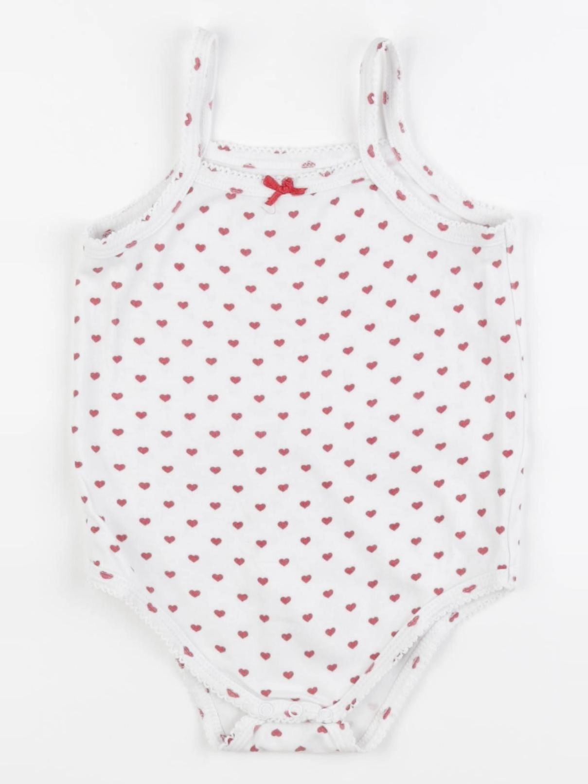 Vertbaudet - body blanc, rouge - 2 ans