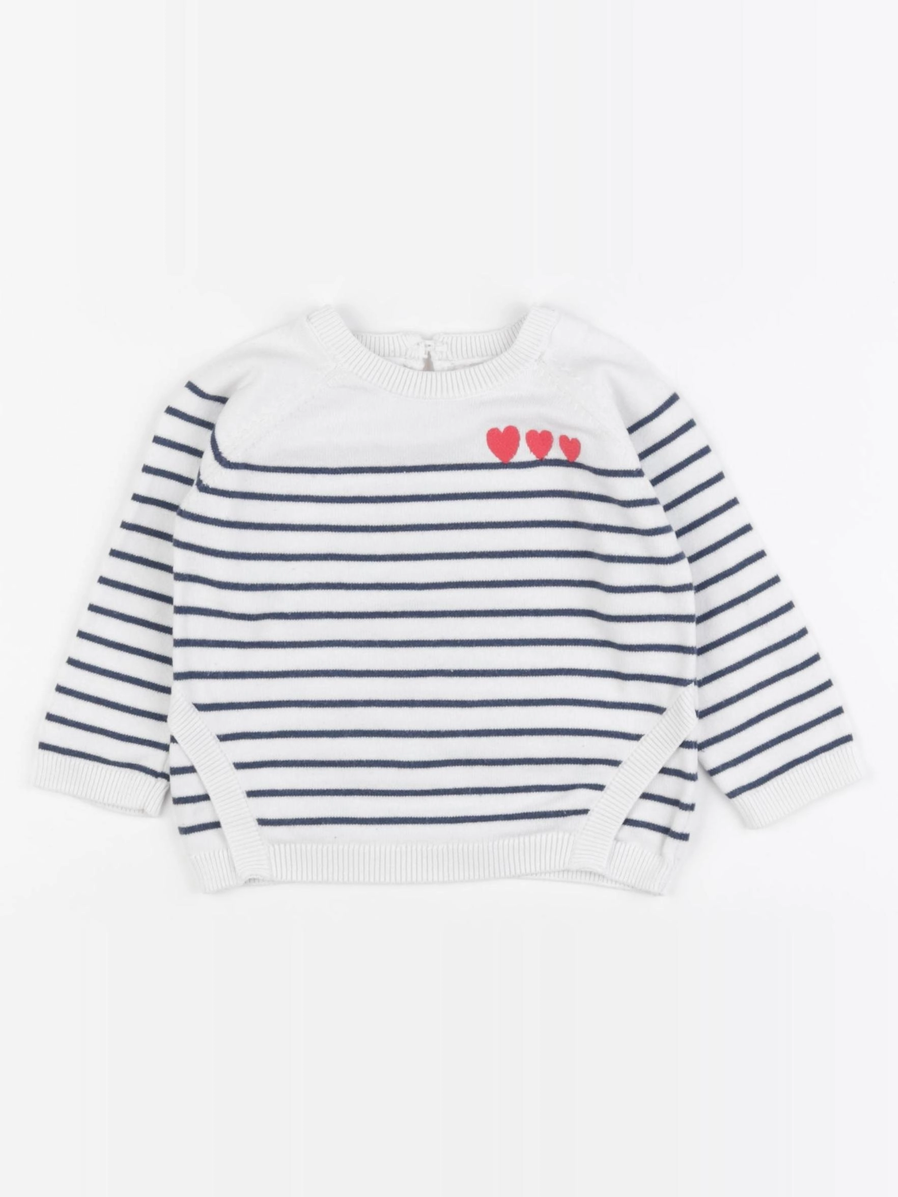 Vertbaudet - pull bleu, blanc - 18 mois
