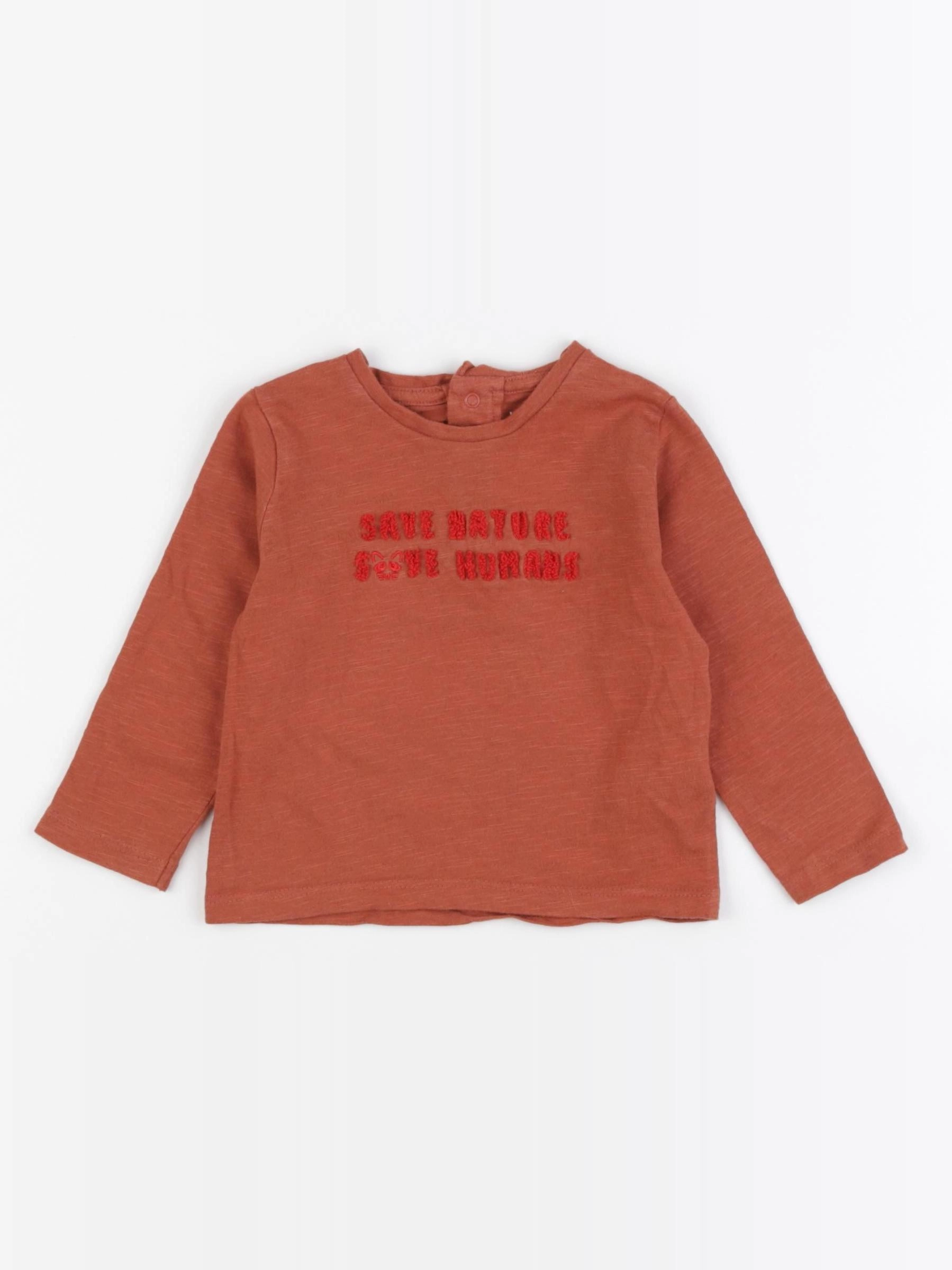 Vertbaudet - tee-shirt marron - 12 mois
