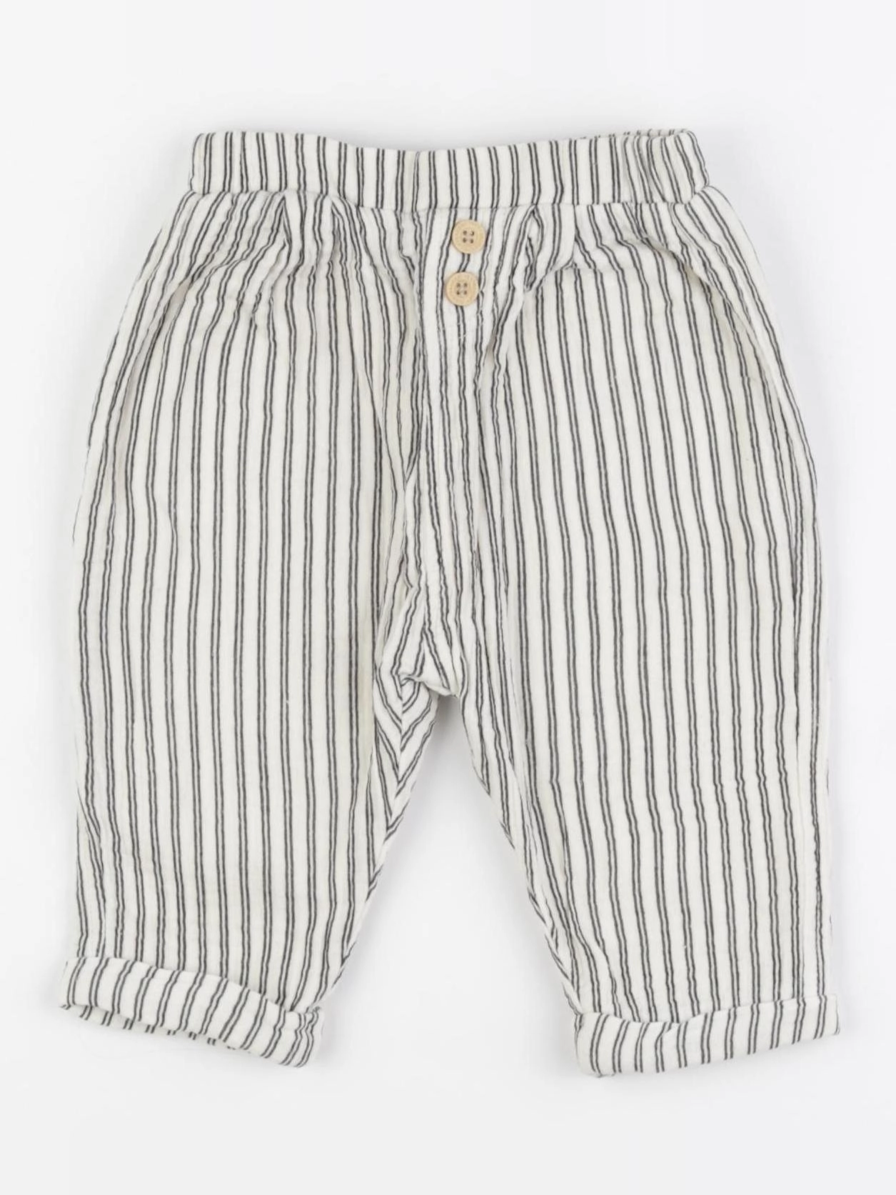 Vertbaudet - pantalon beige, bleu - 9 mois