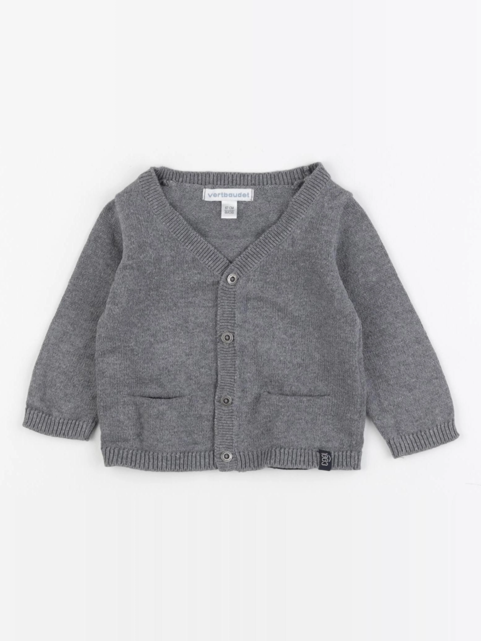 Vertbaudet - gilet gris - 6 mois