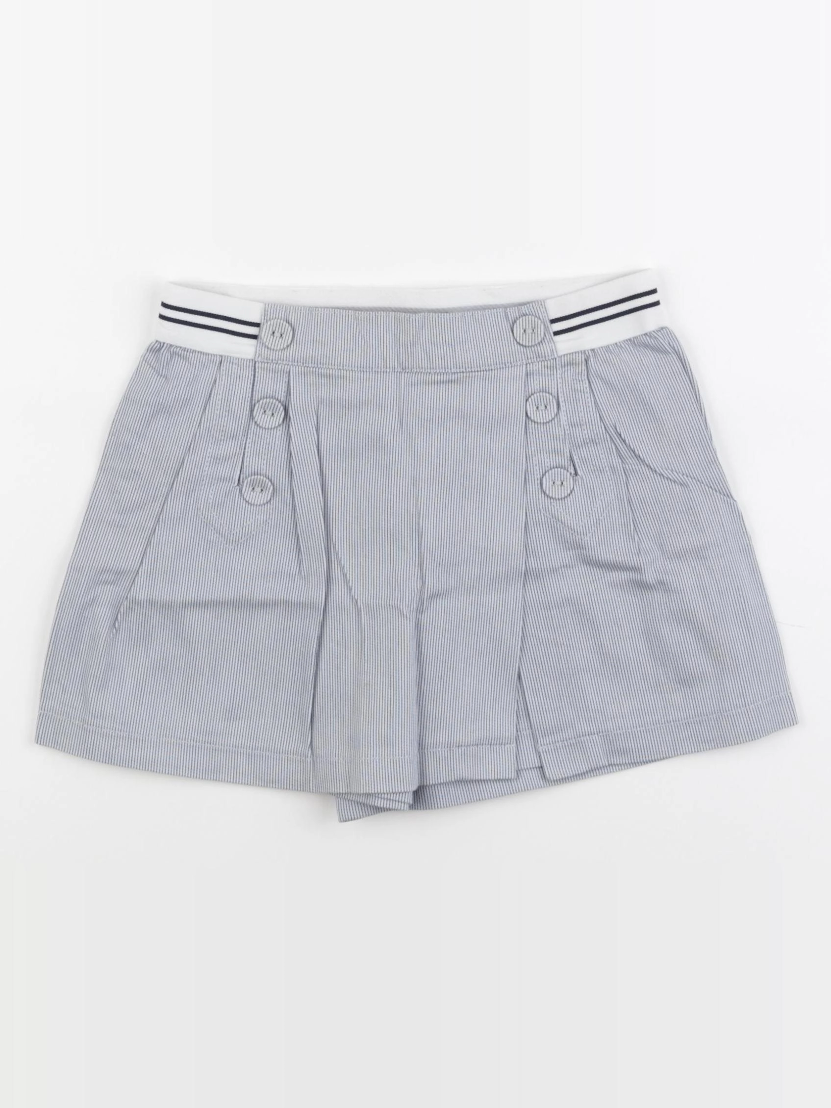 Cyrillus - jupe short bleu, blanc - 8 ans