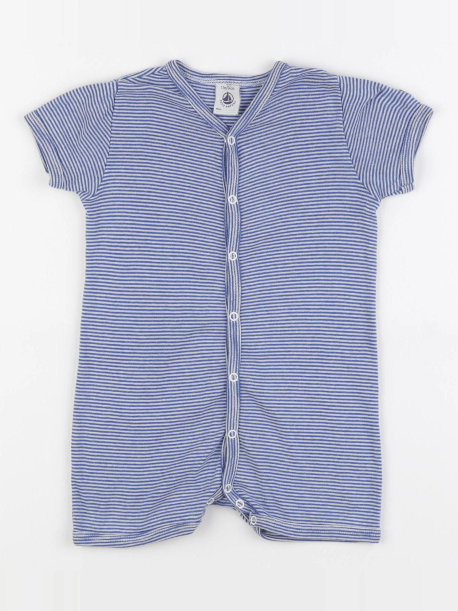 Petit Bateau - pyjama coton bleu, blanc - 12 mois