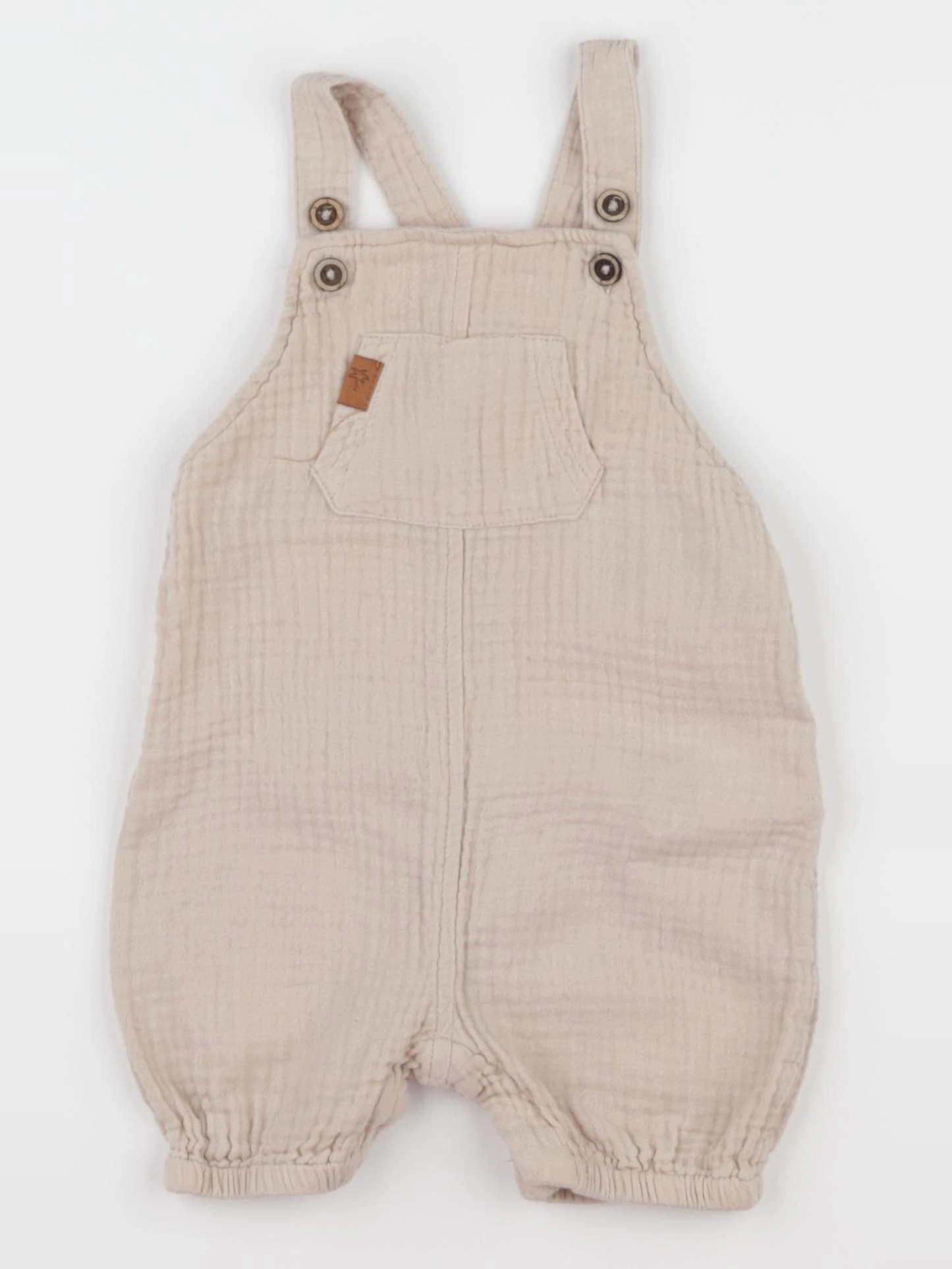 Vertbaudet - salopette beige - 9 mois