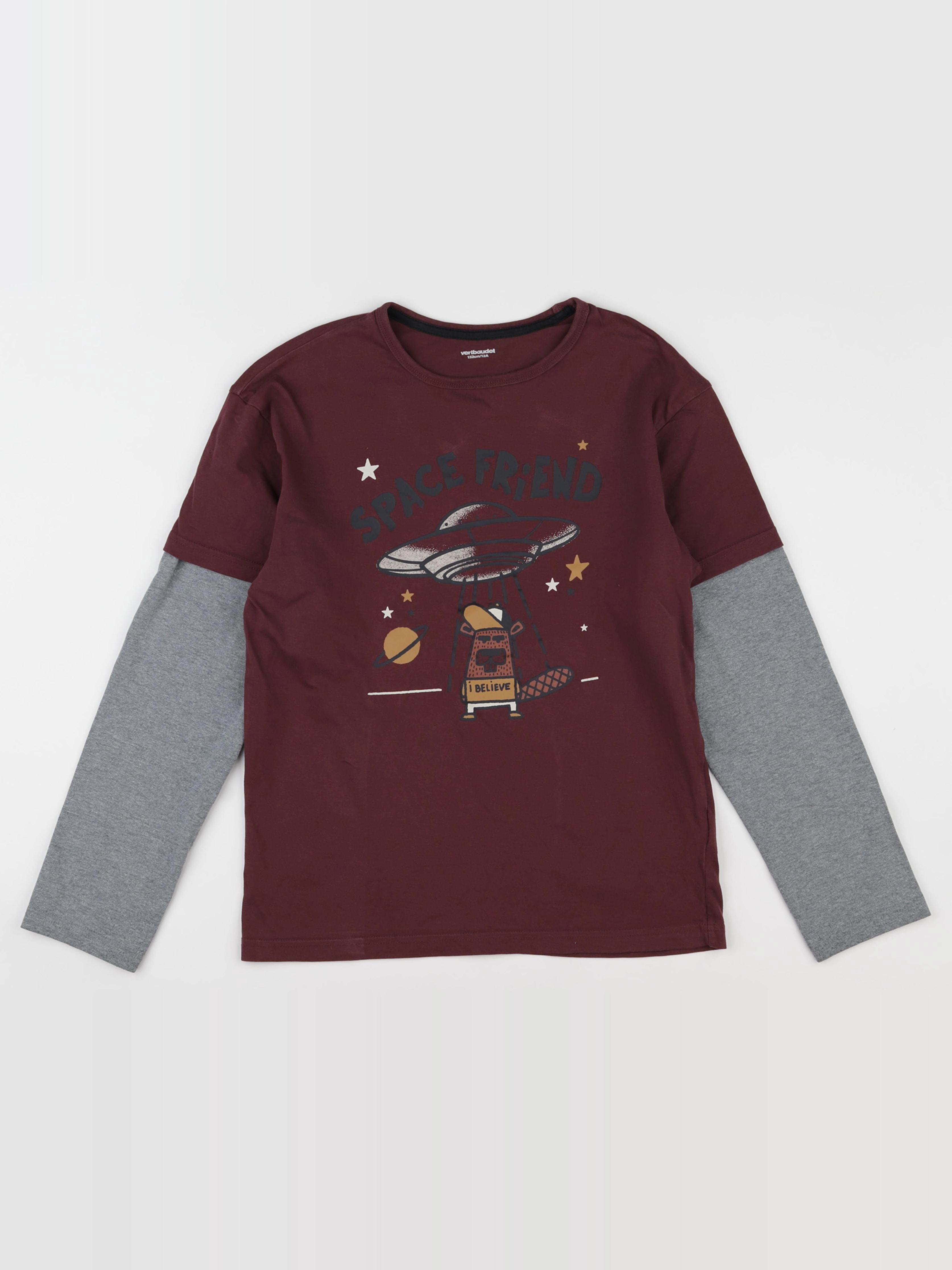 Vertbaudet - tee-shirt gris, rouge - 12 ans