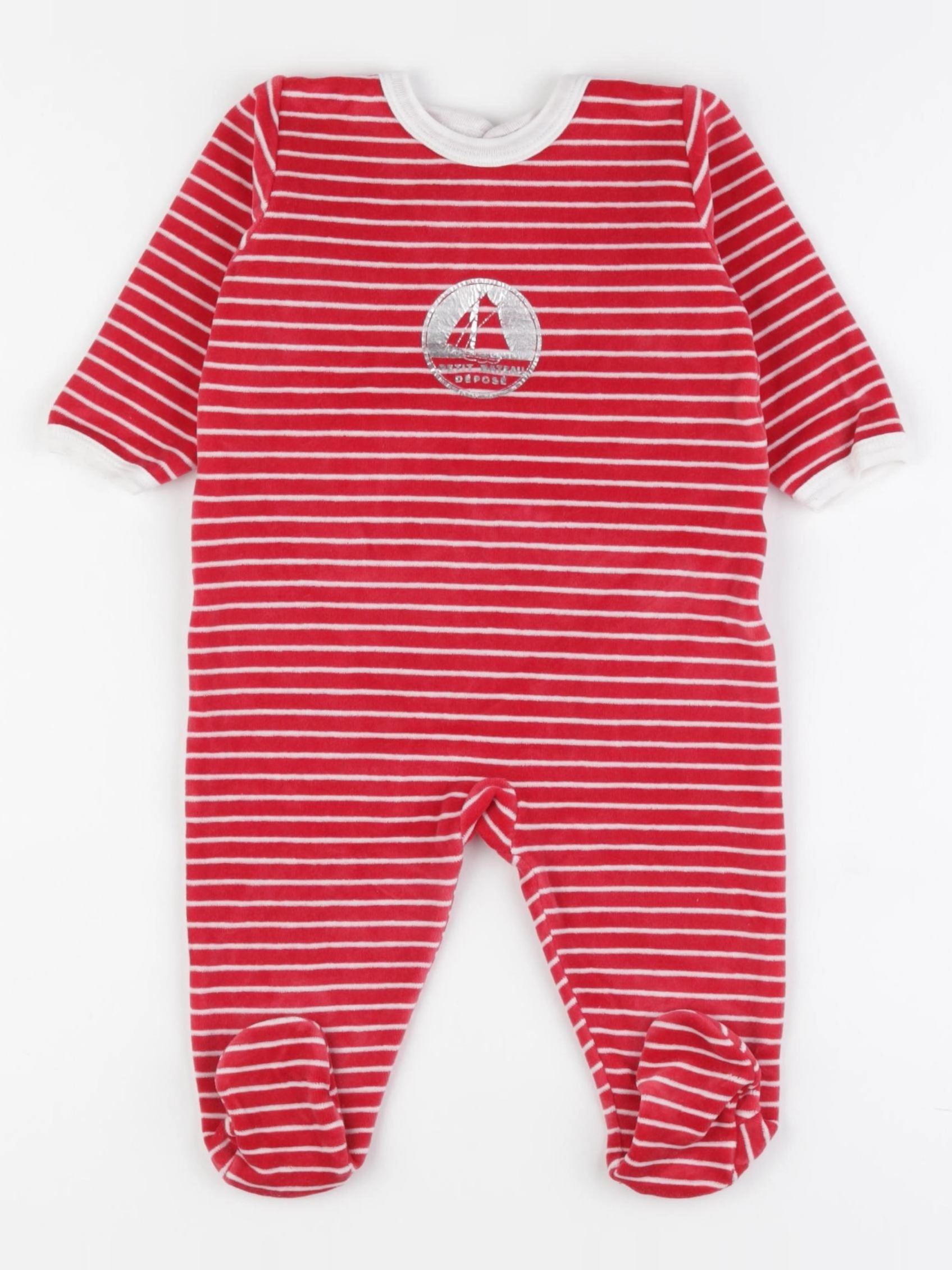 Petit Bateau - pyjama velours rouge - 6 mois