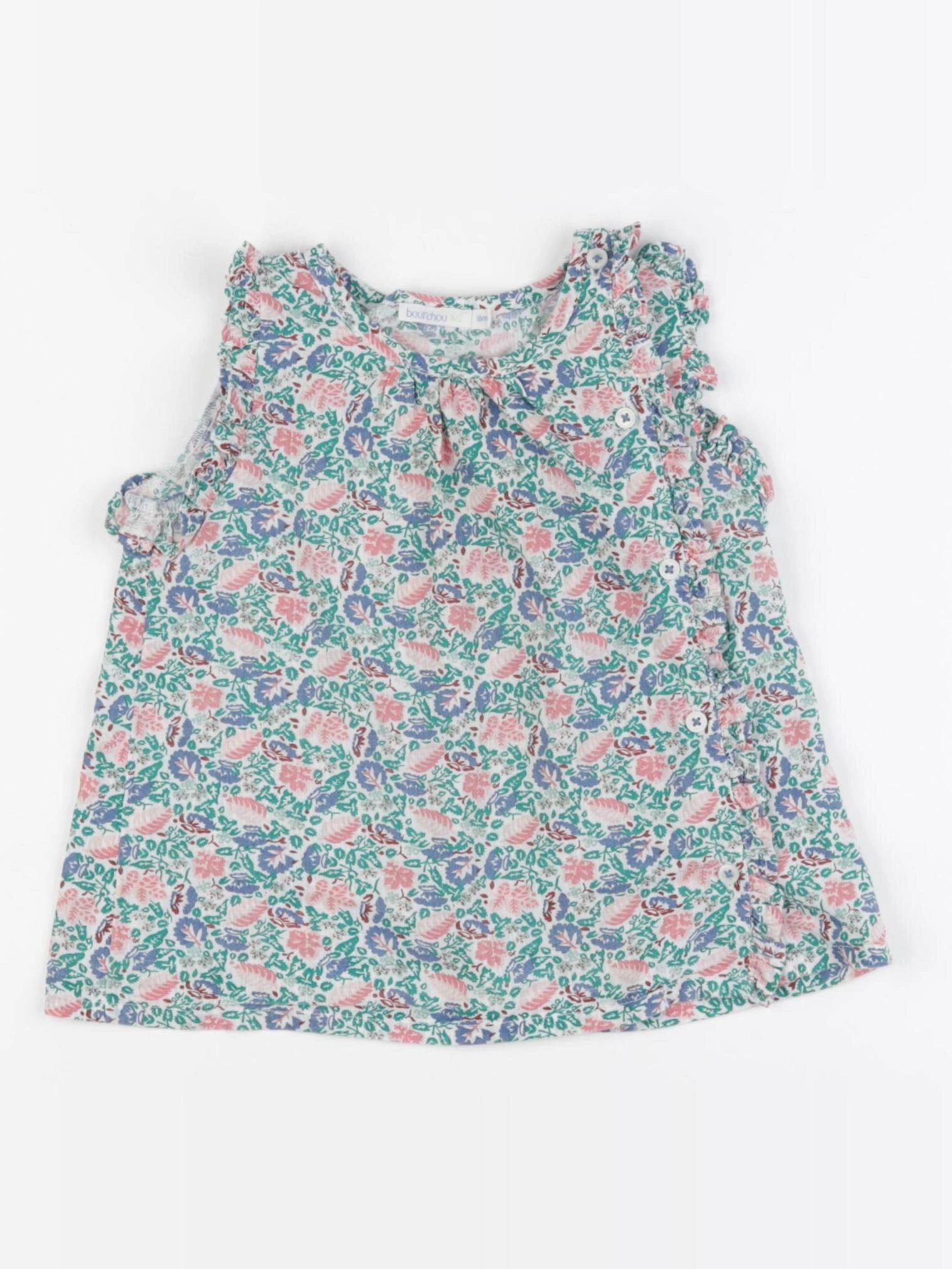 Boutchou - blouse vert, bleu - 18 mois