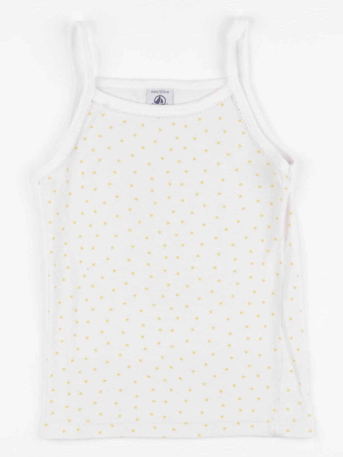 Petit Bateau - maillot de corps blanc, jaune - 4 ans