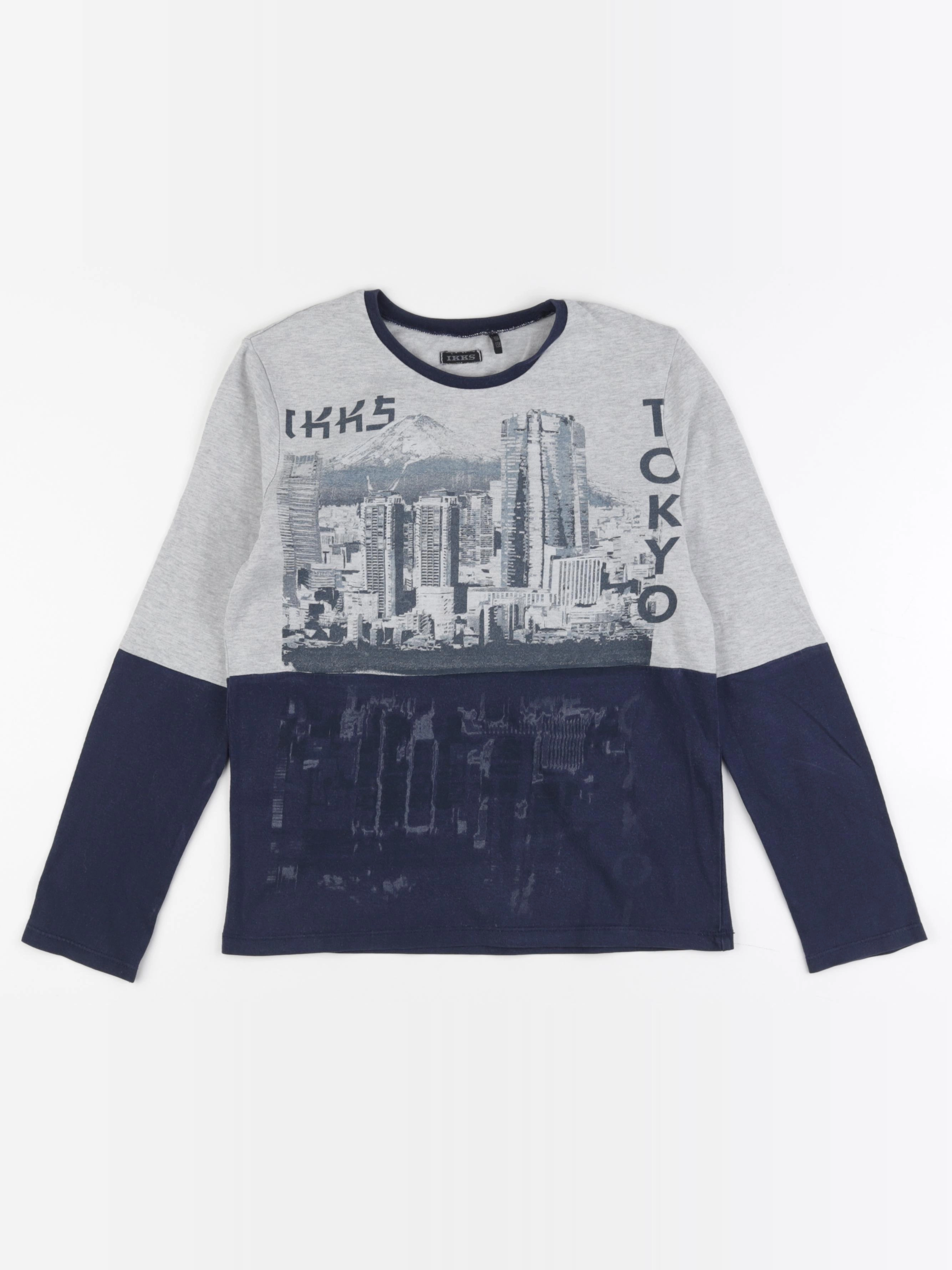IKKS - tee-shirt gris, bleu - 10 ans