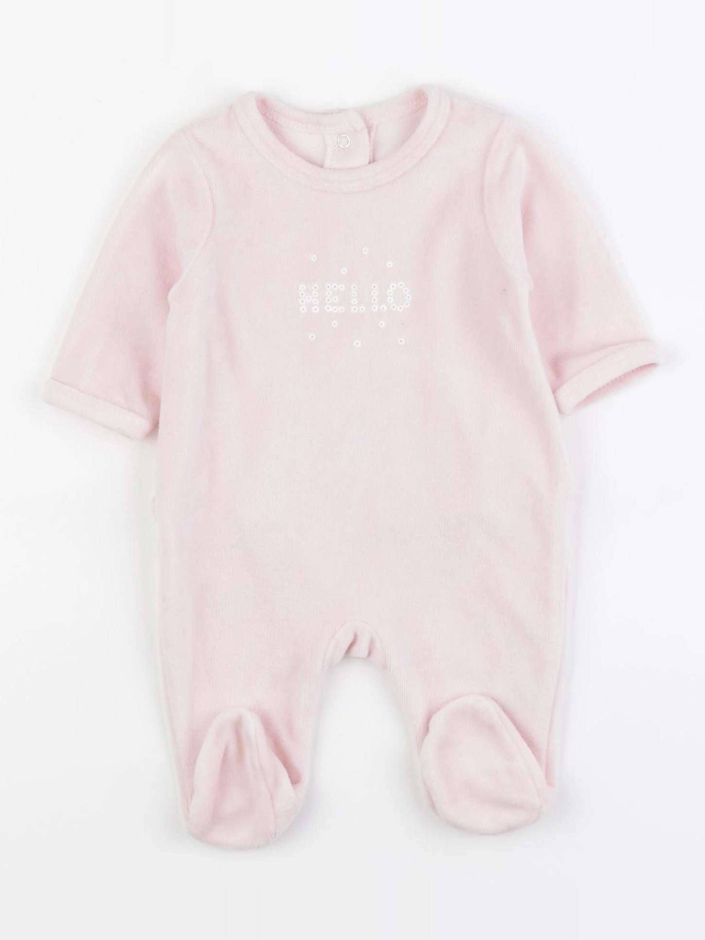 Vertbaudet - pyjama velours rose - 1 mois