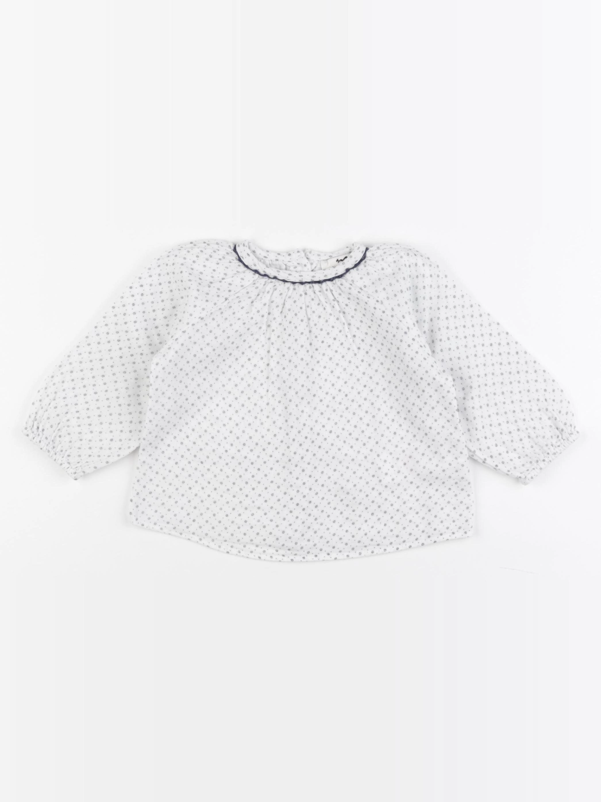 Cyrillus - blouse blanc, bleu - 12 mois