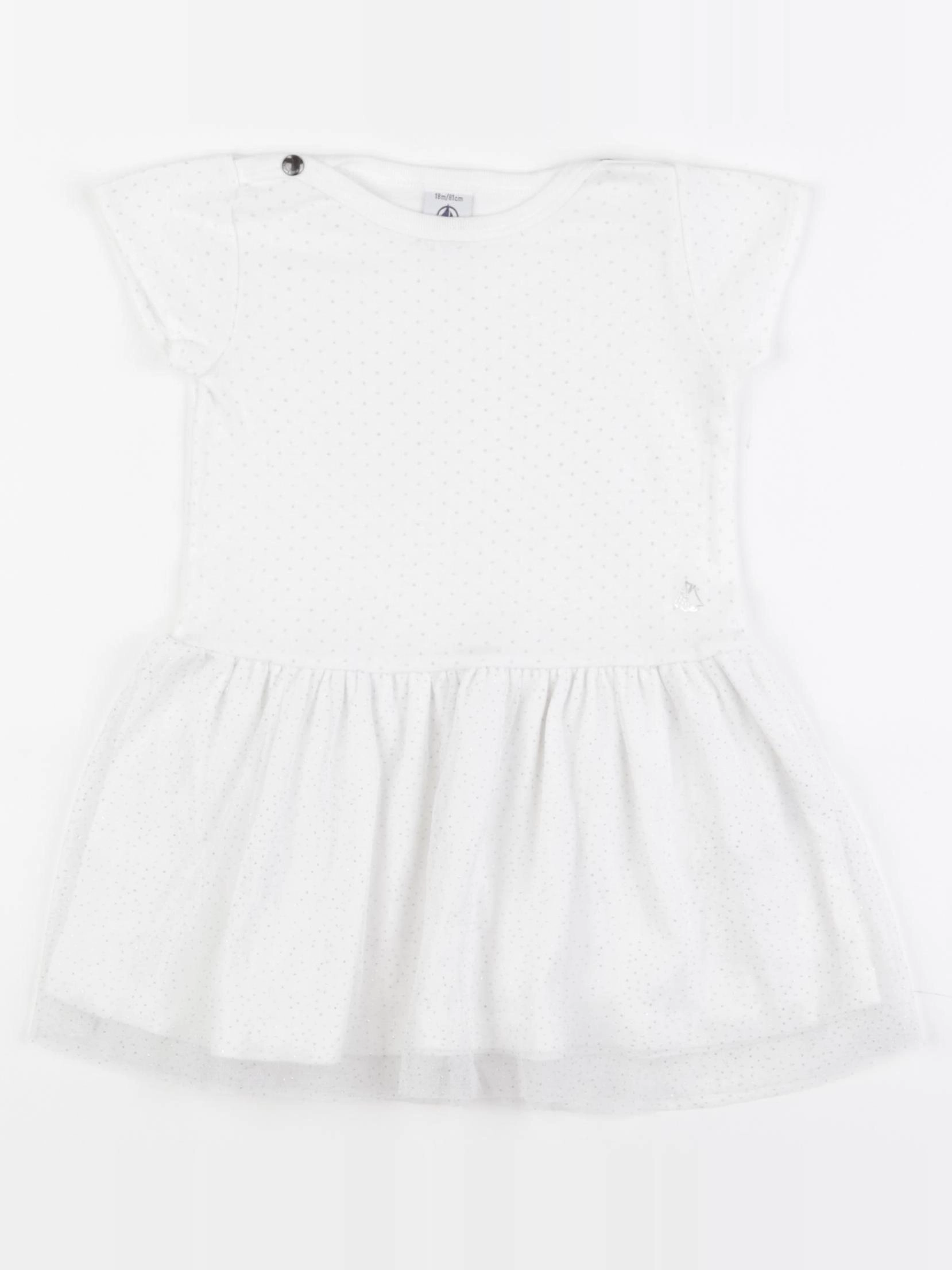 Petit Bateau - robe blanc, argent - 18 mois