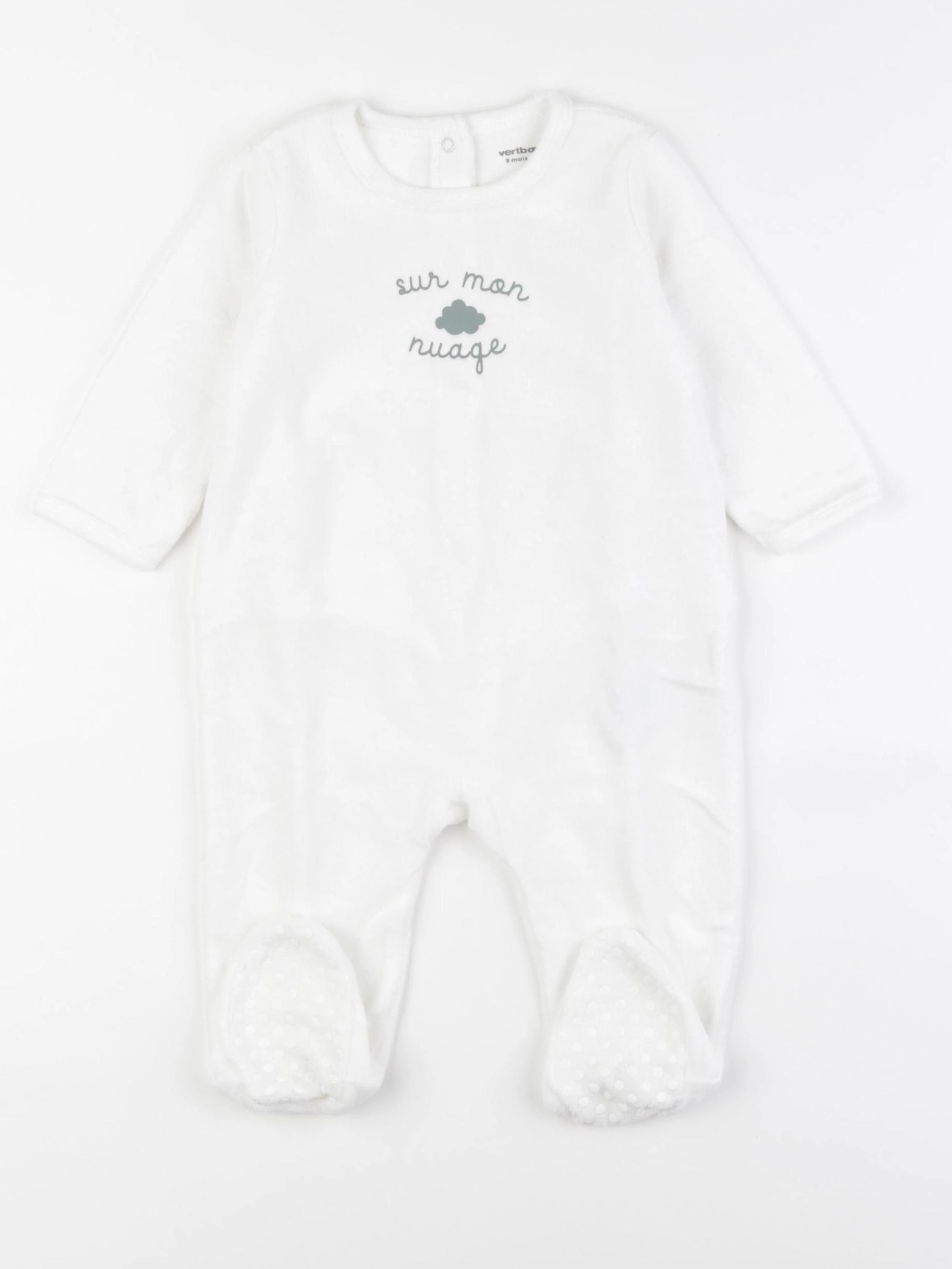 Vertbaudet - pyjama velours blanc - 9 mois