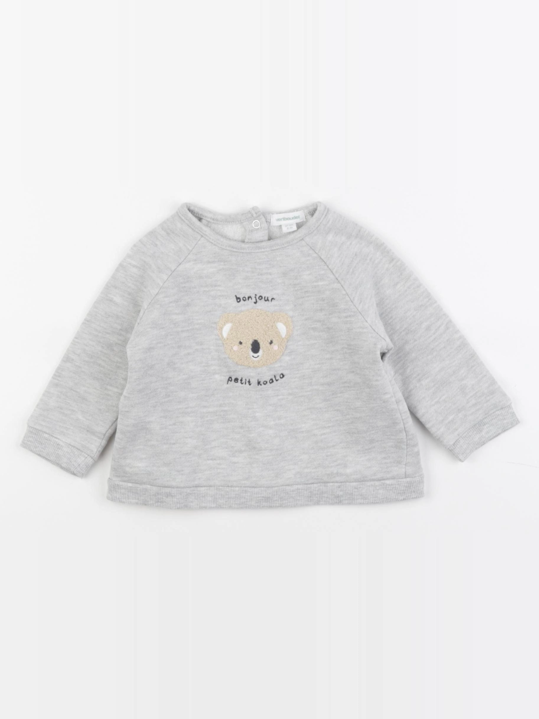 Vertbaudet - sweat gris - 6 mois